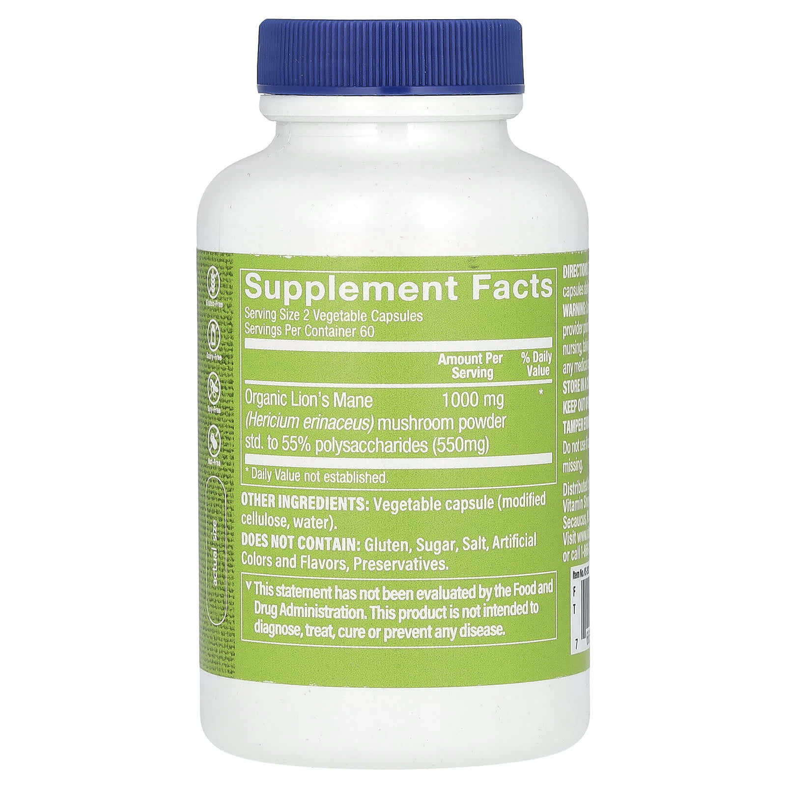 The Vitamin Shoppe, Lion's Mane, 120 Vegetable Capsules (500 mg per Capsule) - Image 2