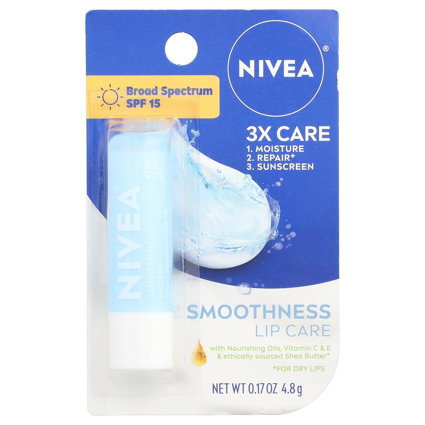 Nivea, Smoothness Lip Care, SPF 15, 0.17 oz (4.8 g) - Image 2