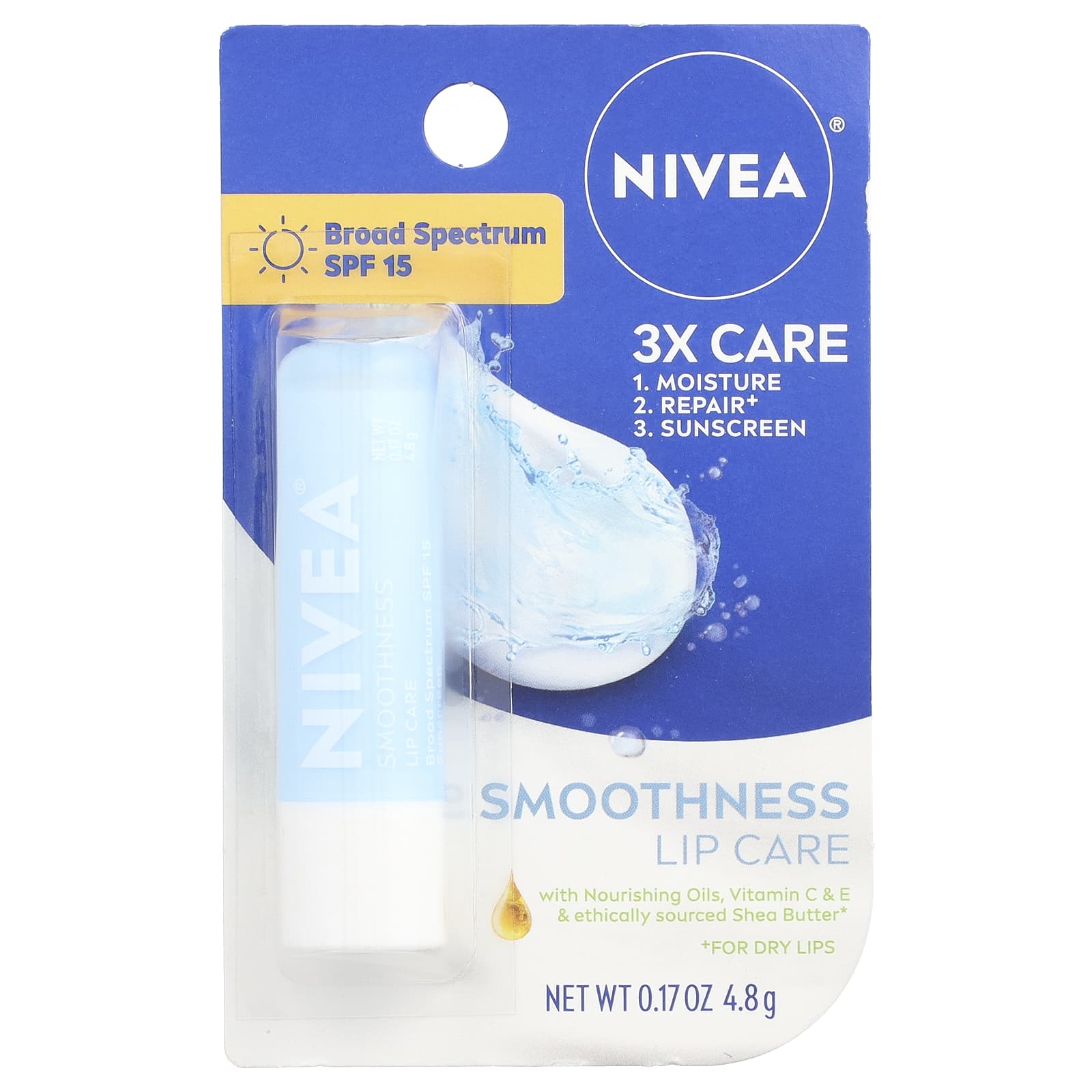 Nivea, Smoothness Lip Care, SPF 15, 0.17 oz (4.8 g) - Image 2