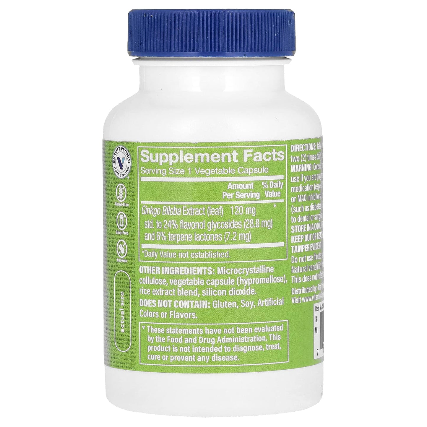 The Vitamin Shoppe, Ginkgo Biloba Extract, 120 mg, 120 Vegetable Capsules - Image 2