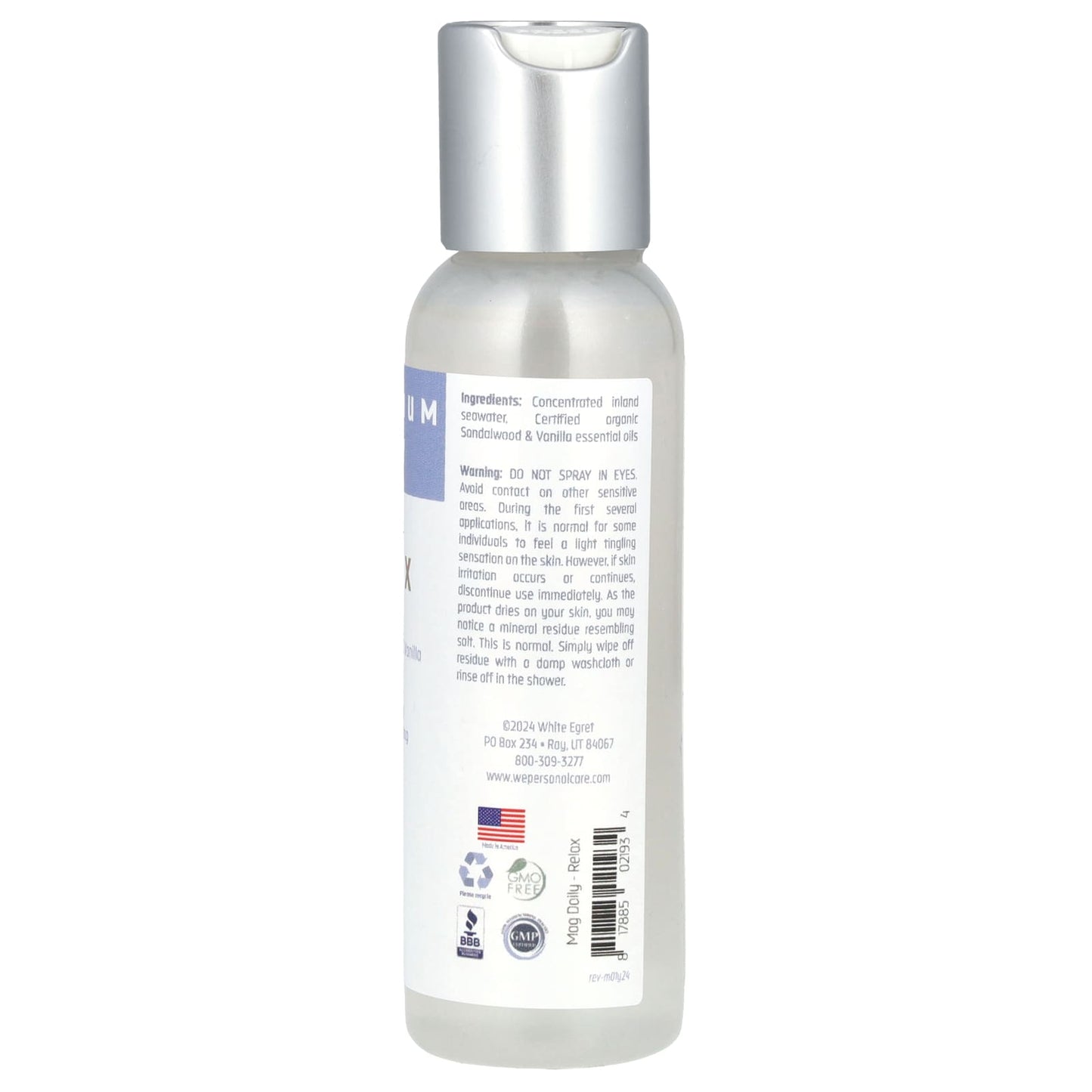 White Egret, Magnesium Daily, Relax, 2 fl oz (59 ml) - Image 2