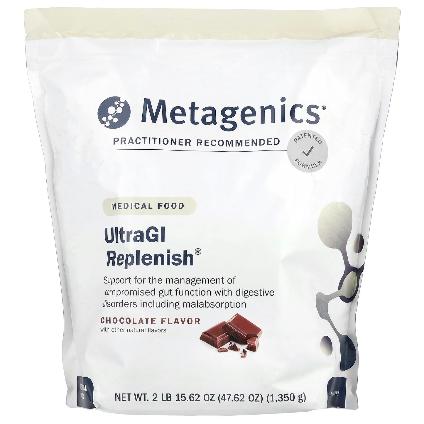 Metagenics, UltraGI Replenish®, Chocolate, 47.62 oz (1,350 g) - Image 1