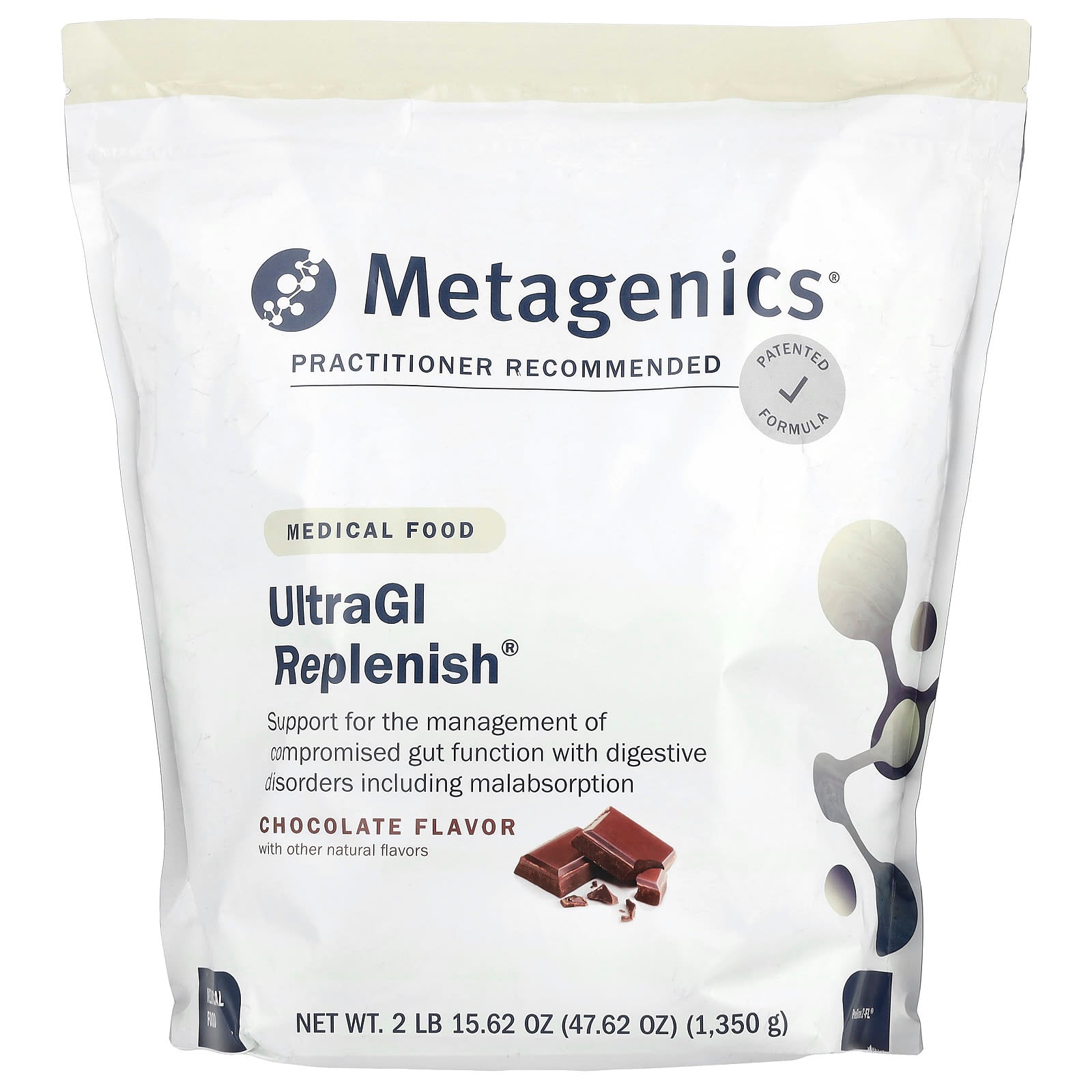 Metagenics, UltraGI Replenish®, Chocolate, 47.62 oz (1,350 g) - Image 1