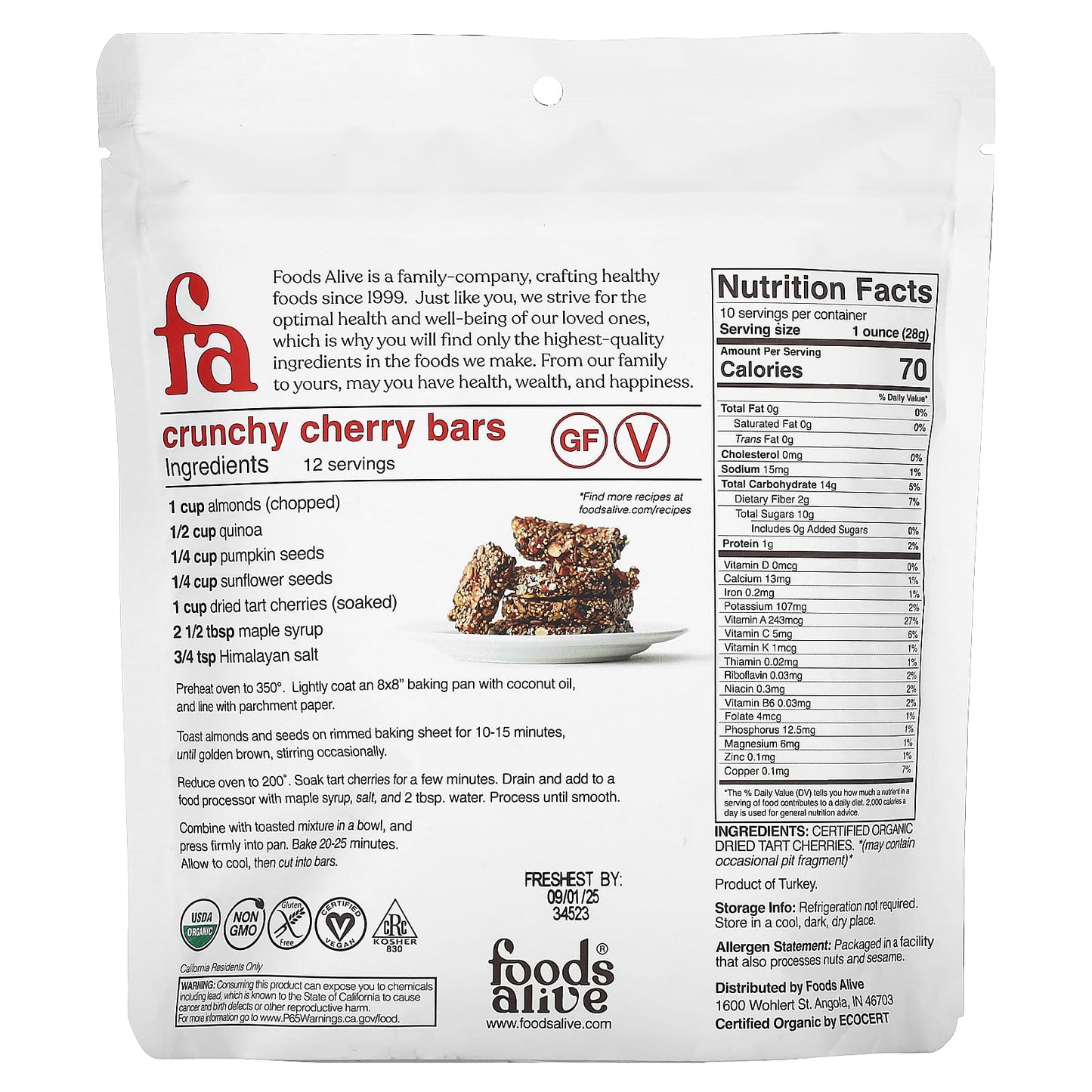 Organic Dried Tart Cherries for Natural Energy Boost - 10 oz - Image 2