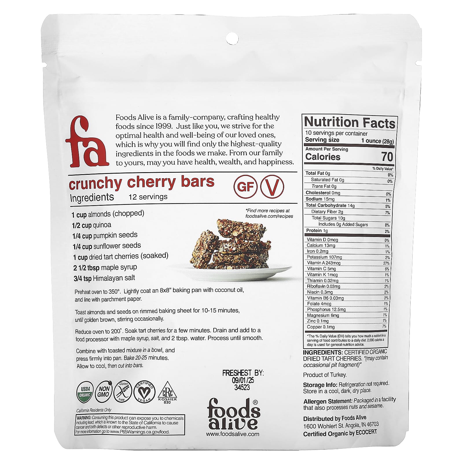 Organic Dried Tart Cherries for Natural Energy Boost - 10 oz - Image 2