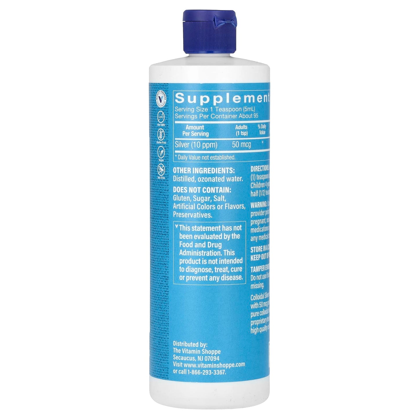 The Vitamin Shoppe, Colloidal Silver, 10 PPM, 16 fl oz (473 ml)