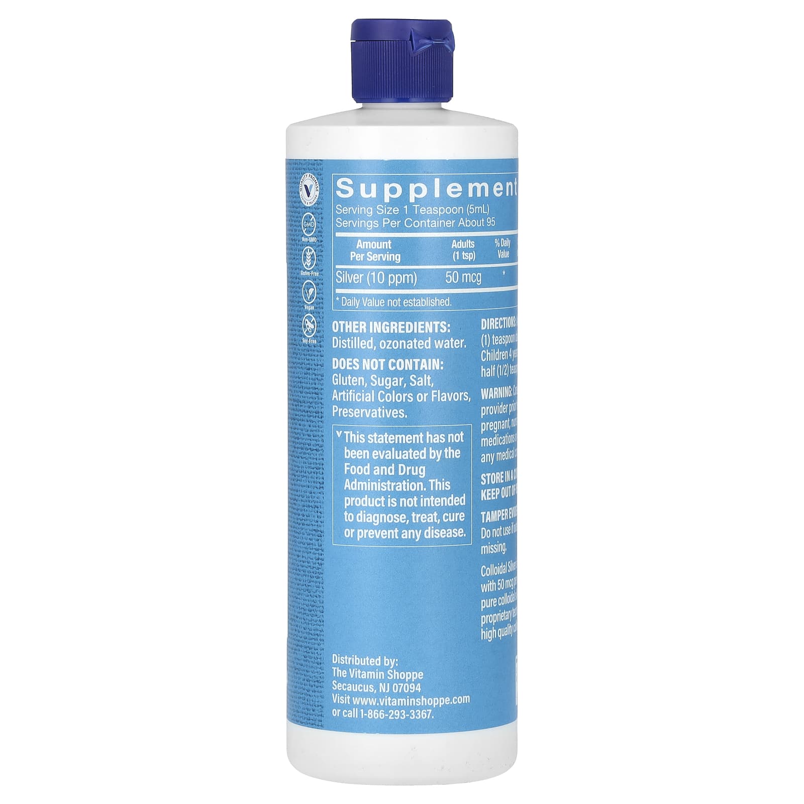 The Vitamin Shoppe, Colloidal Silver, 10 PPM, 16 fl oz (473 ml)