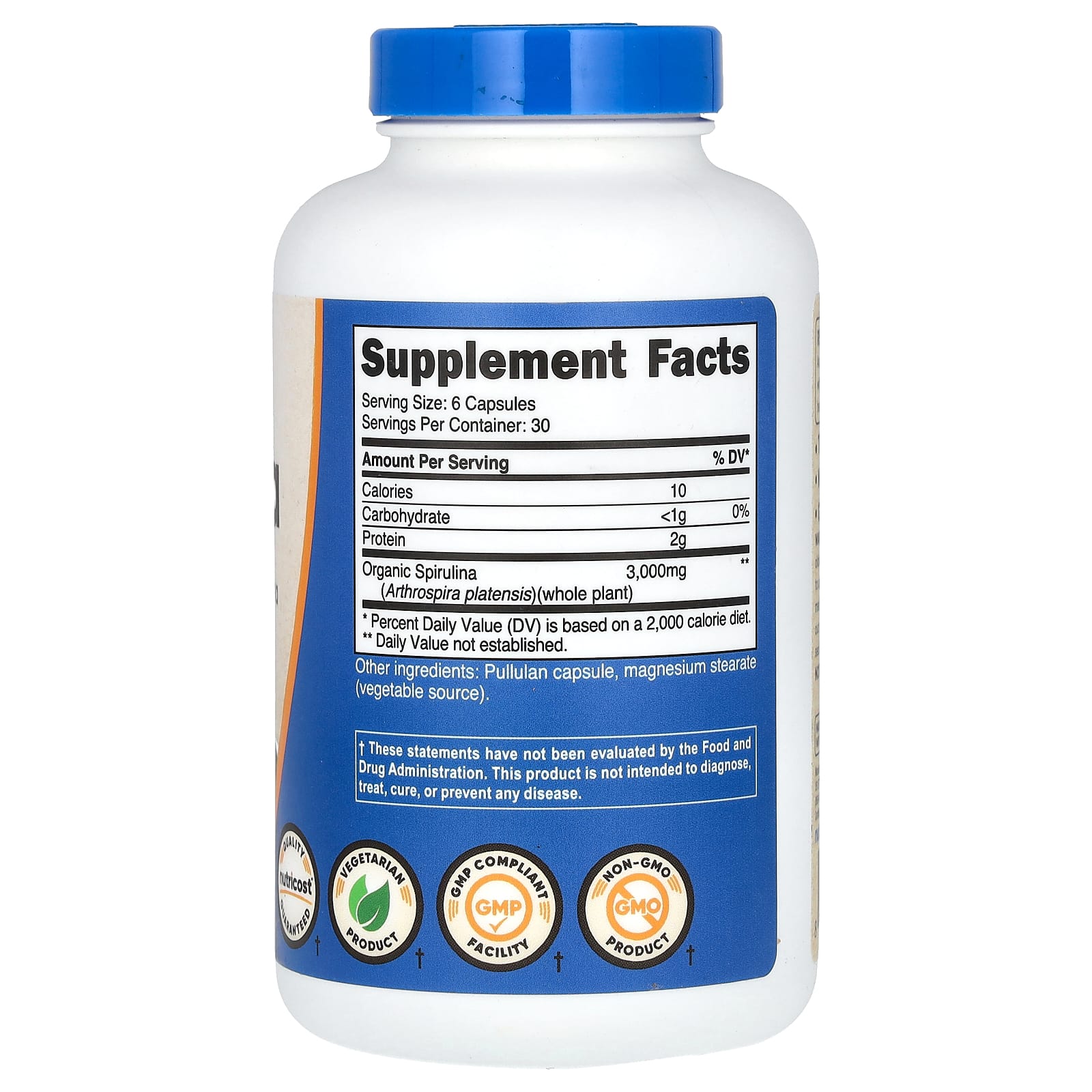 Nutricost, Spirulina, 180 Capsules (500 mg Per Capsule)