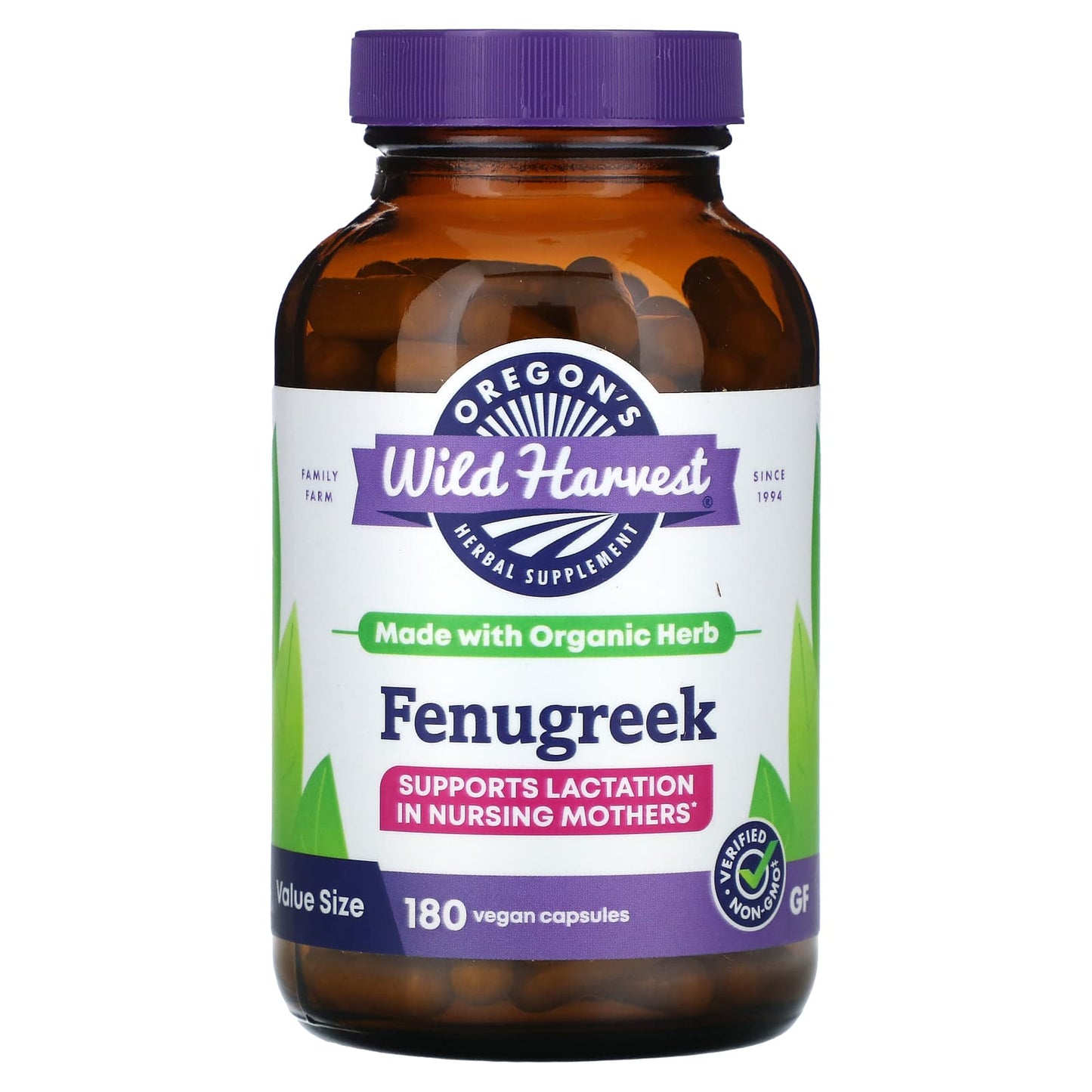 Oregon's Wild Harvest, Fenugreek, 180 Vegan Capsules (500 mg per Capsule) - Image 1