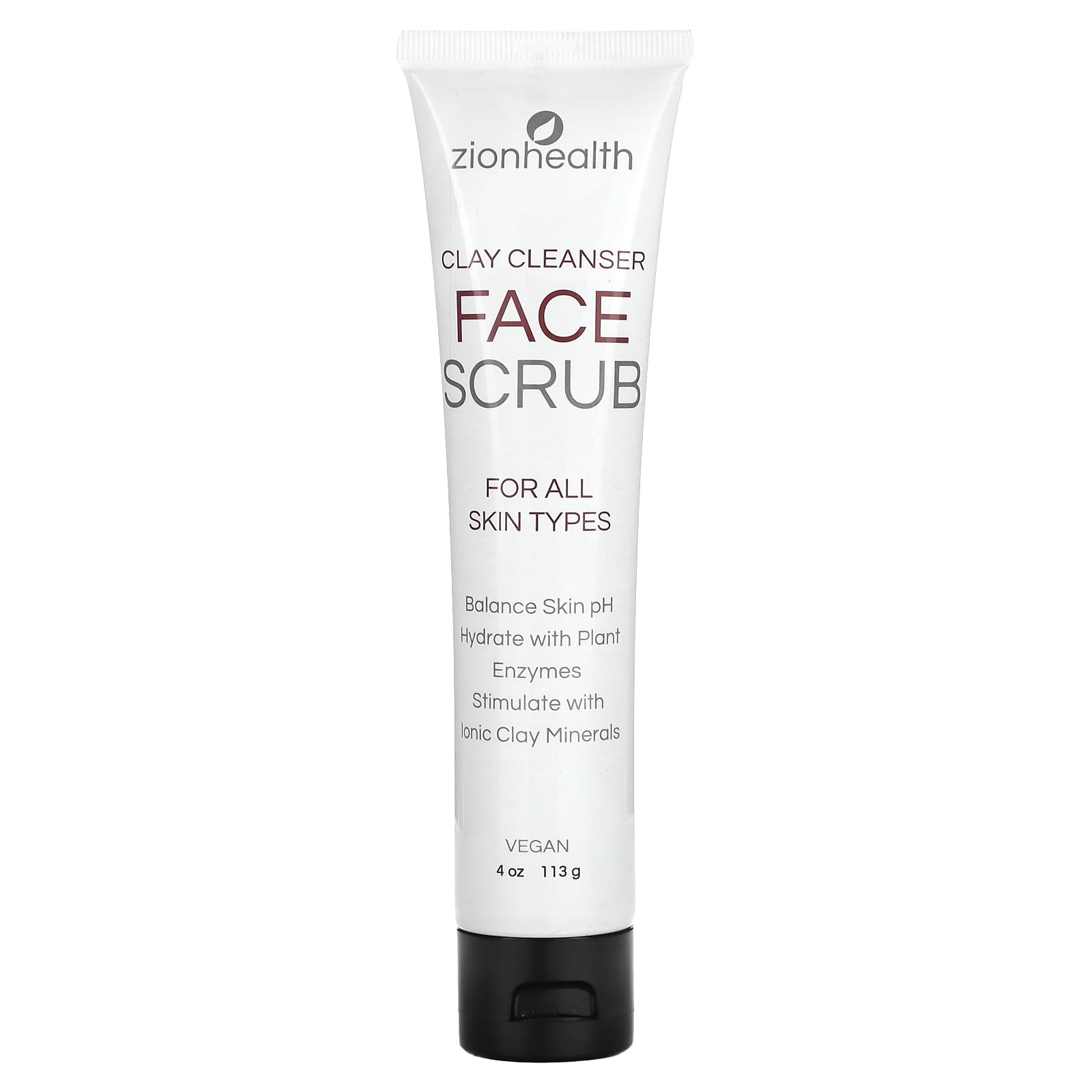 Zion Health, Face Scrub, Clay Cleanser, For All Skin Types, 4 oz (113 g) - Image 1