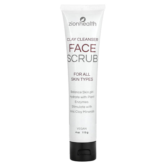 Zion Health, Face Scrub, Clay Cleanser, For All Skin Types, 4 oz (113 g) - Image 1