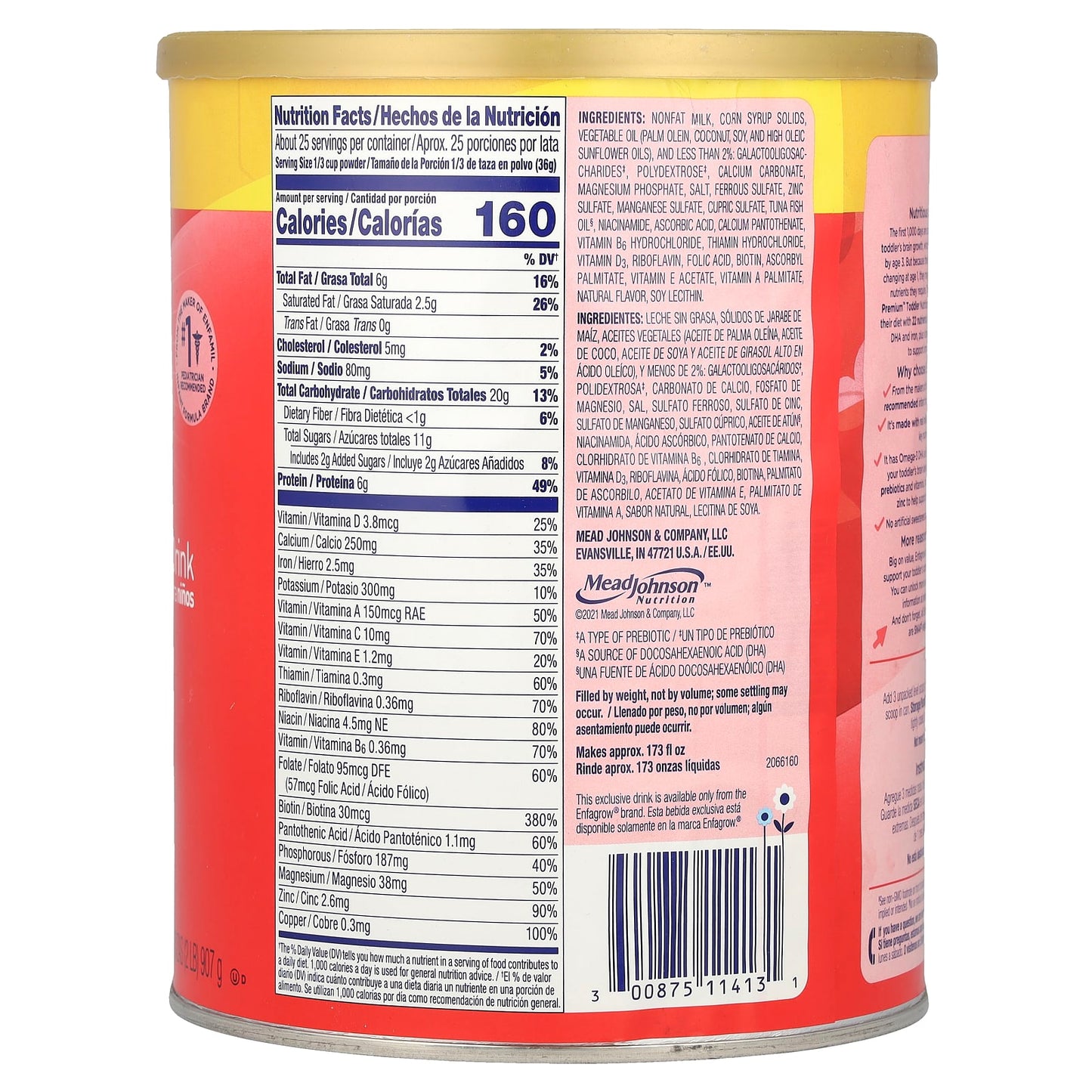 Enfamil Toddler Nutritional Drink, 1+ Years, Natural Milk, 2 lbs - Image 2