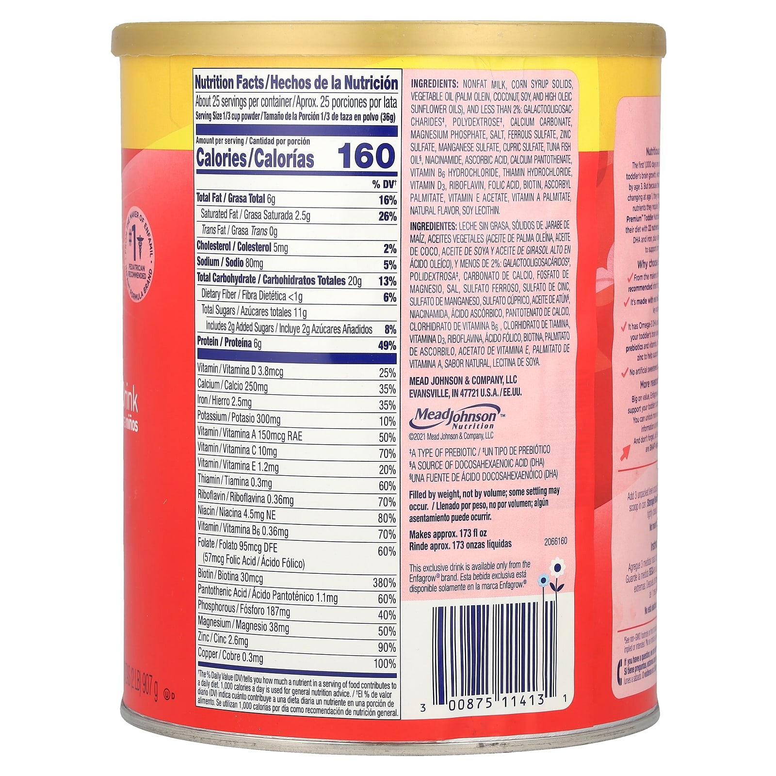 Enfamil Toddler Nutritional Drink, 1+ Years, Natural Milk, 2 lbs - Image 2