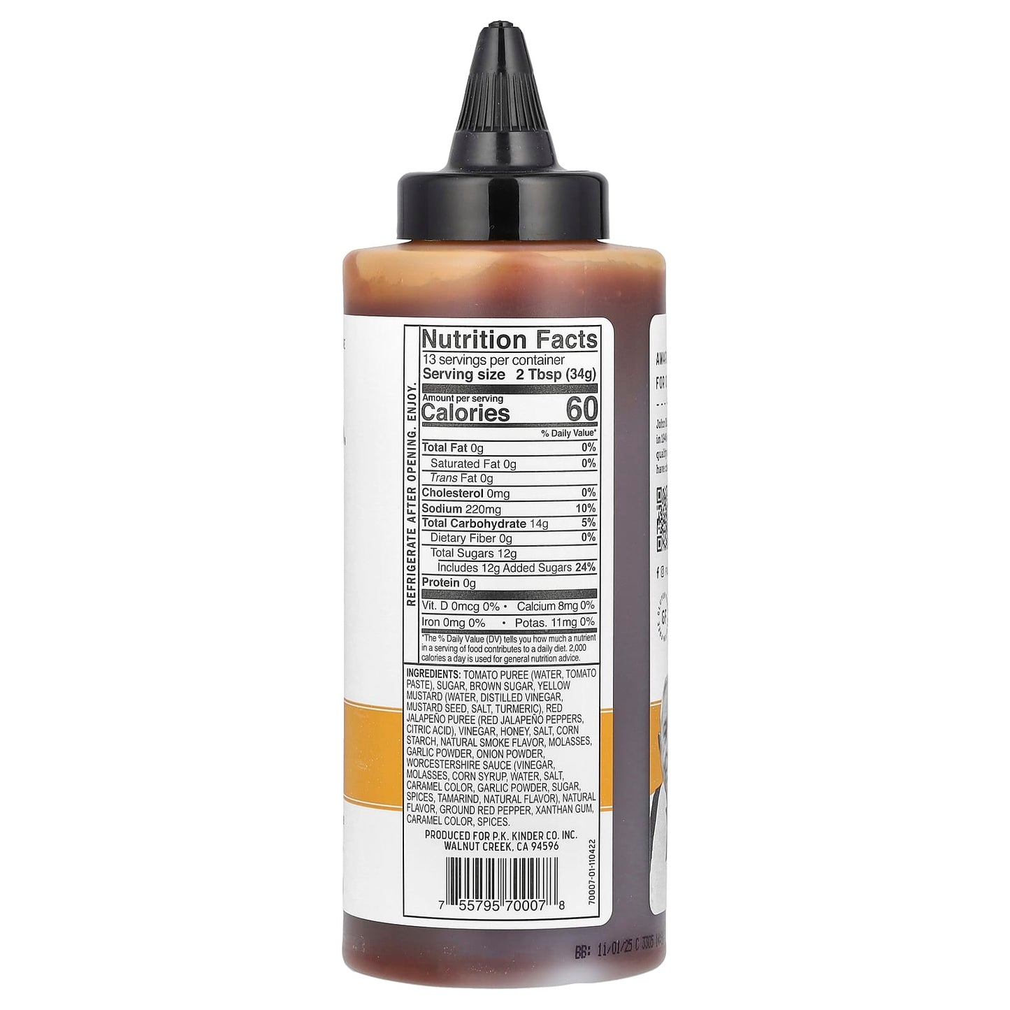 KINDER'S, BBQ Sauce, Honey Hot , 15.5 oz (439 g) - Image 2
