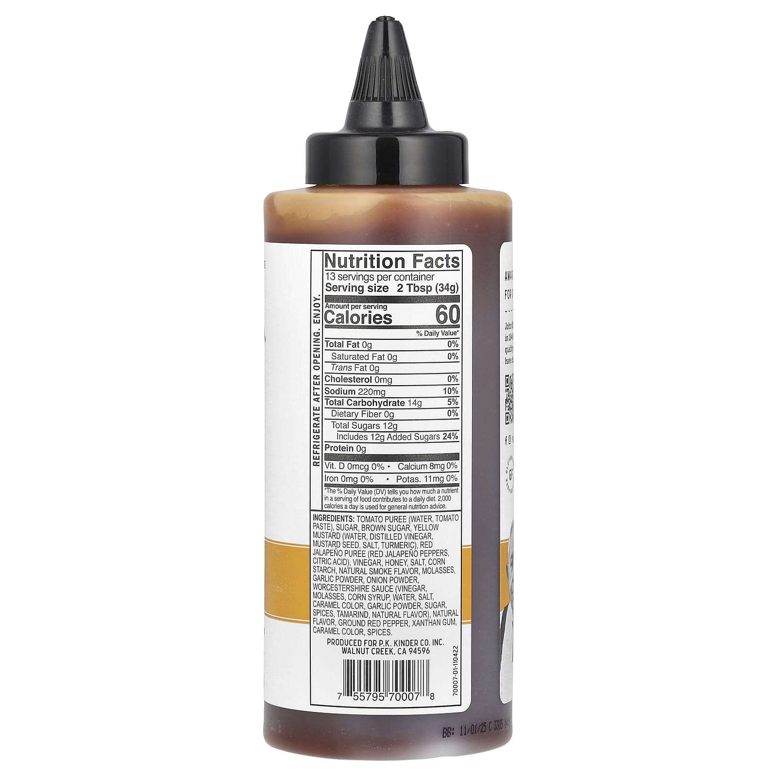 KINDER'S, BBQ Sauce, Honey Hot , 15.5 oz (439 g) - Image 2