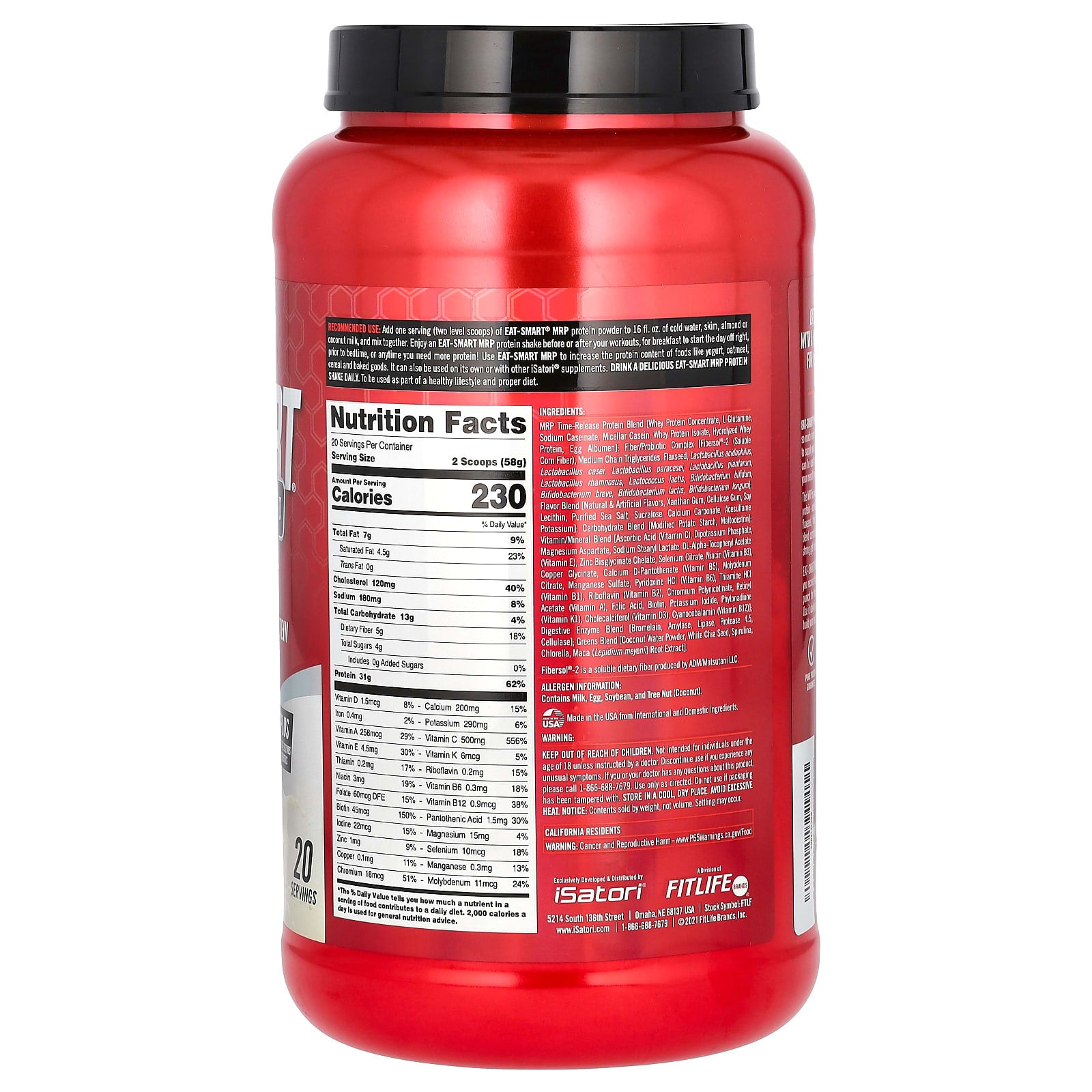 Isatori Eat-Smart Meal Replacement Protein - Vanilla, 2.6 lbs - Image 2