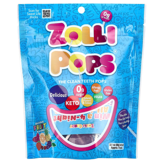 Zollipops, The Clean Teeth Pops, Delicious Fruit Flavors , Approx. 14 Pieces, 3.1 oz (88 g) - Image 1