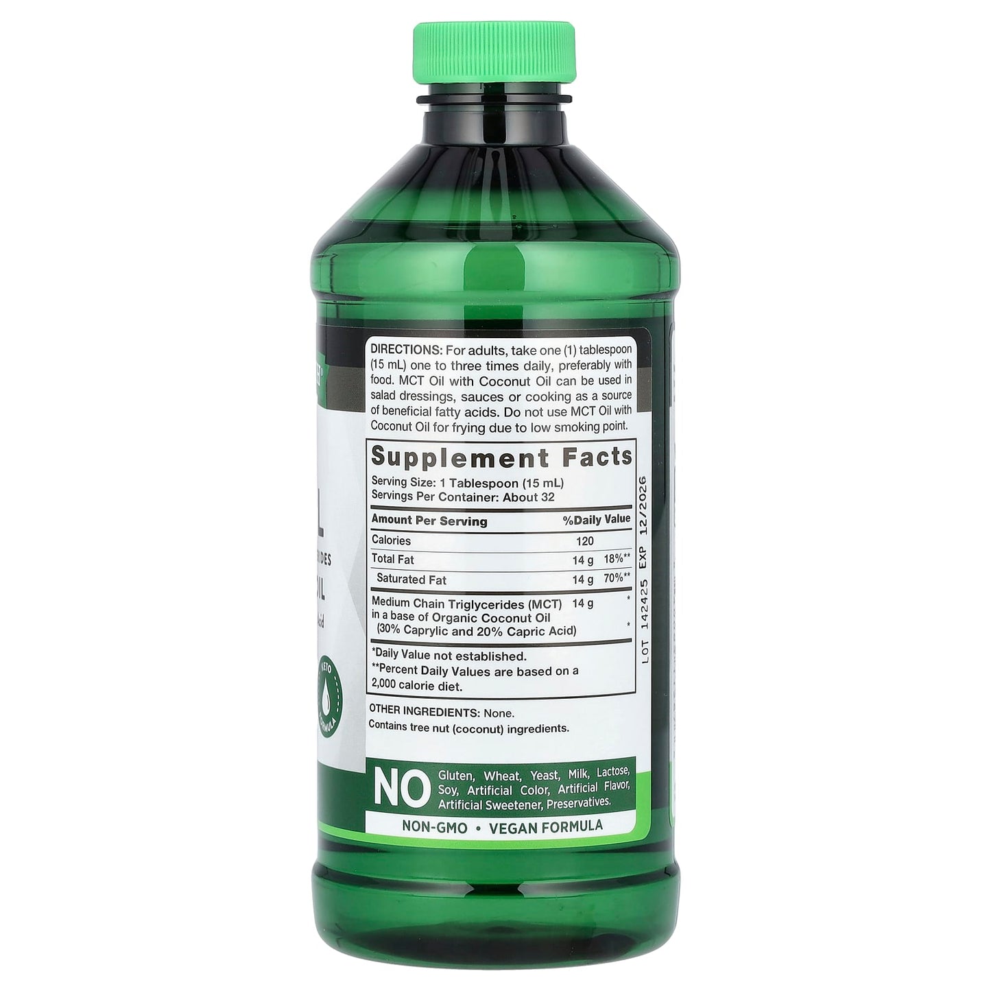 Nature's Truth, MCT Oil with Coconut Oil, Unflavored, 14 g, 16 fl oz (473 ml) - Image 2