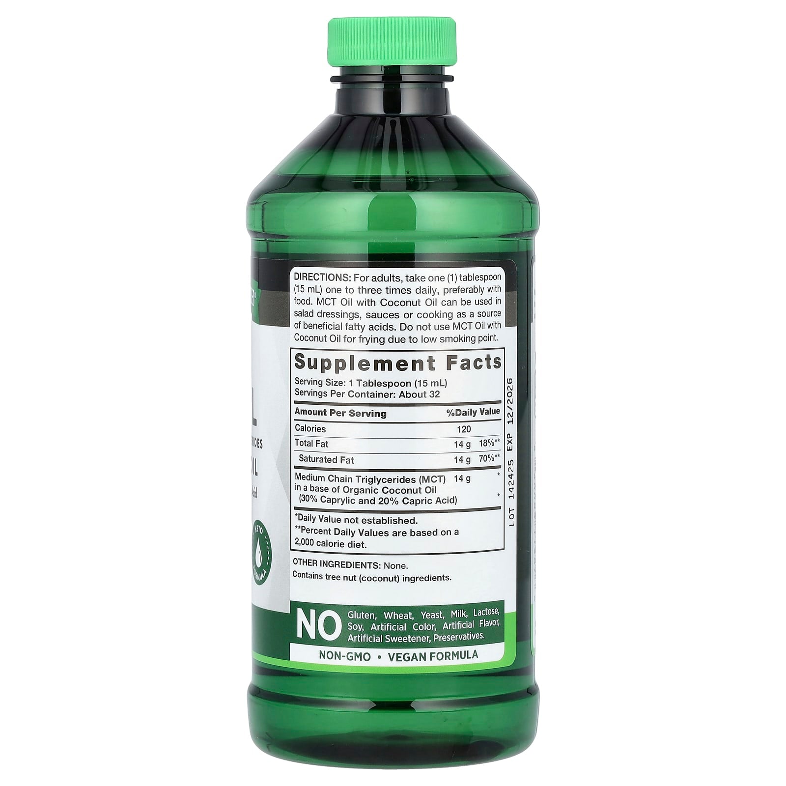 Nature's Truth, MCT Oil with Coconut Oil, Unflavored, 14 g, 16 fl oz (473 ml) - Image 2