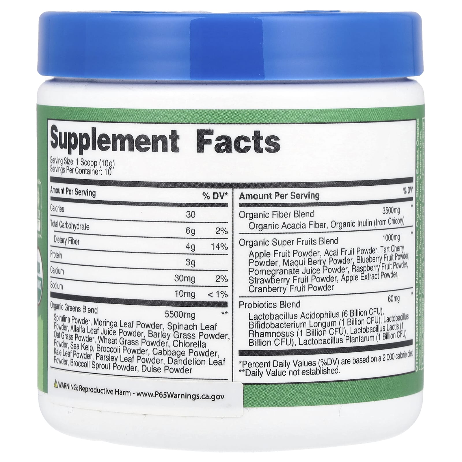 Nutricost, Organic Super Greens, Unflavored, 3.7 oz (103 g)