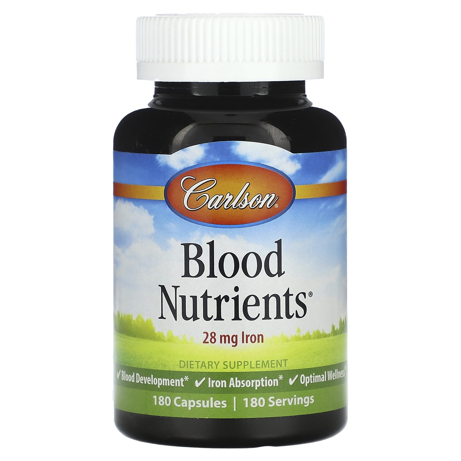Carlson Blood Nutrients 180 Capsules - Iron Supplement for Optimal Wellness - Image 1