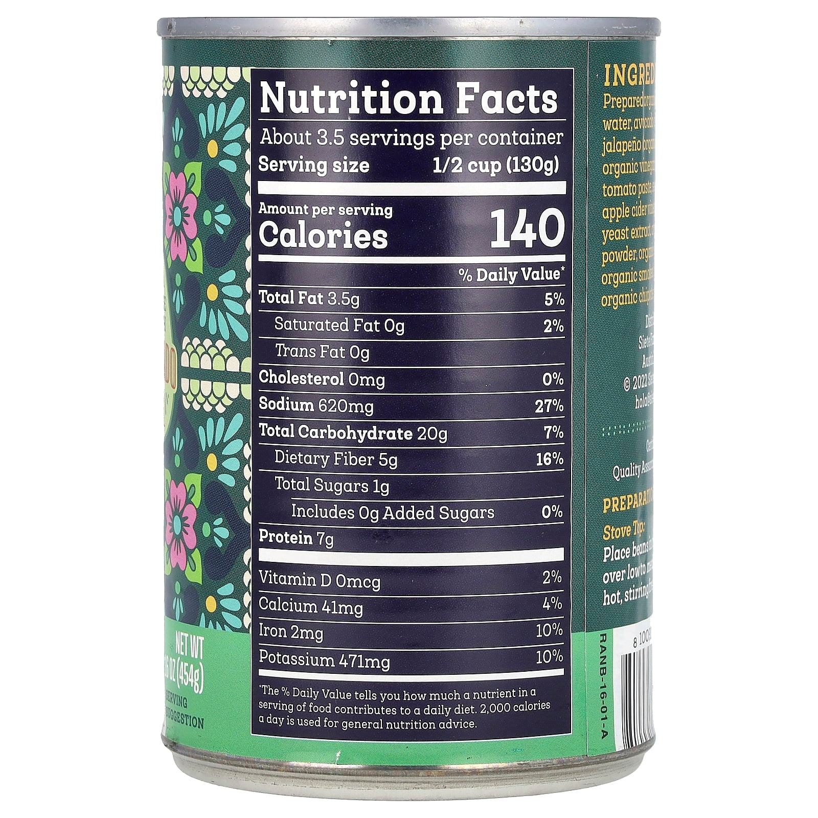 Siete, Vegan Refried Ranchero Beans, 16 oz (454 g) - Image 2