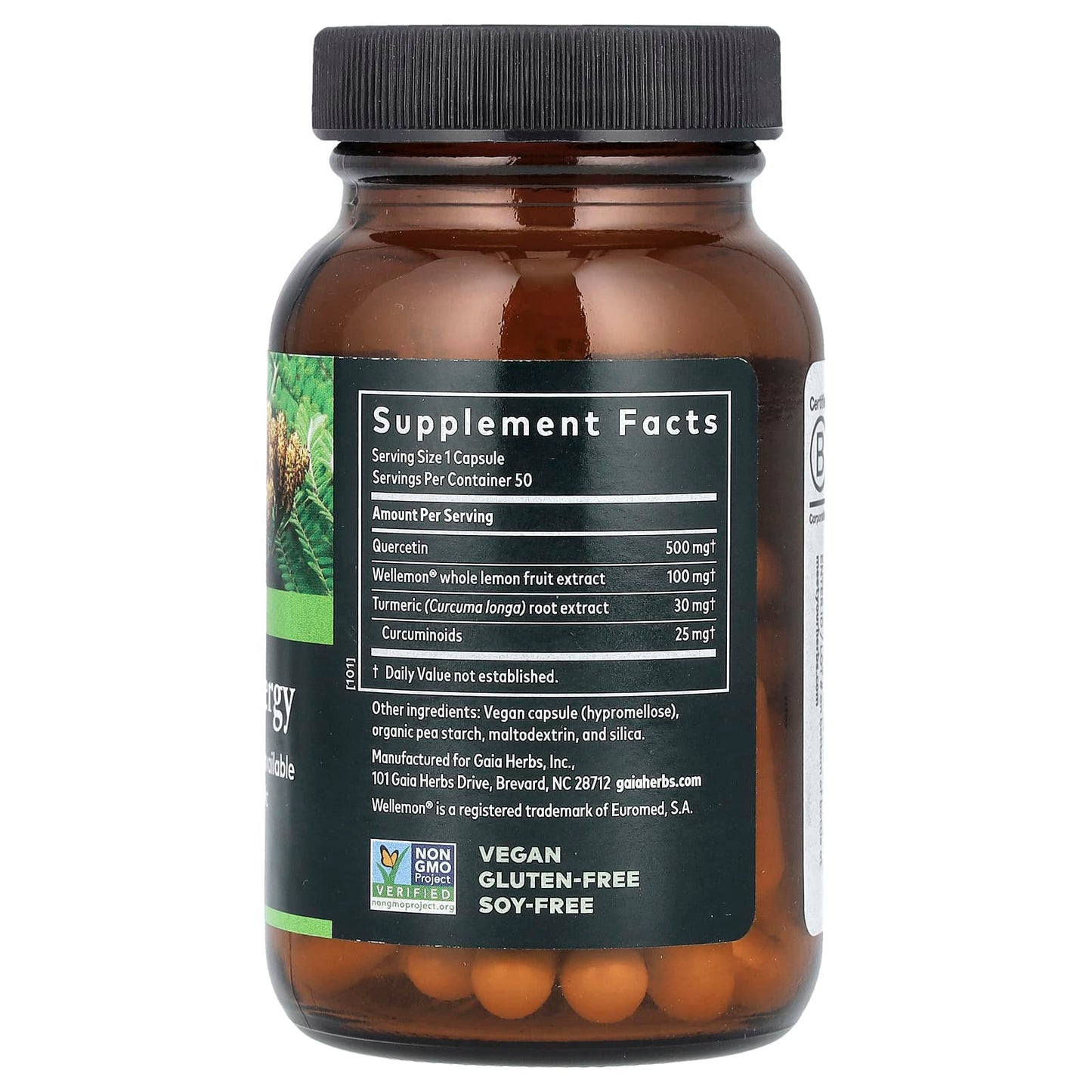 Gaia Herbs Quercetin Synergy for Immune Support, 50 Vegan Capsules - Image 2