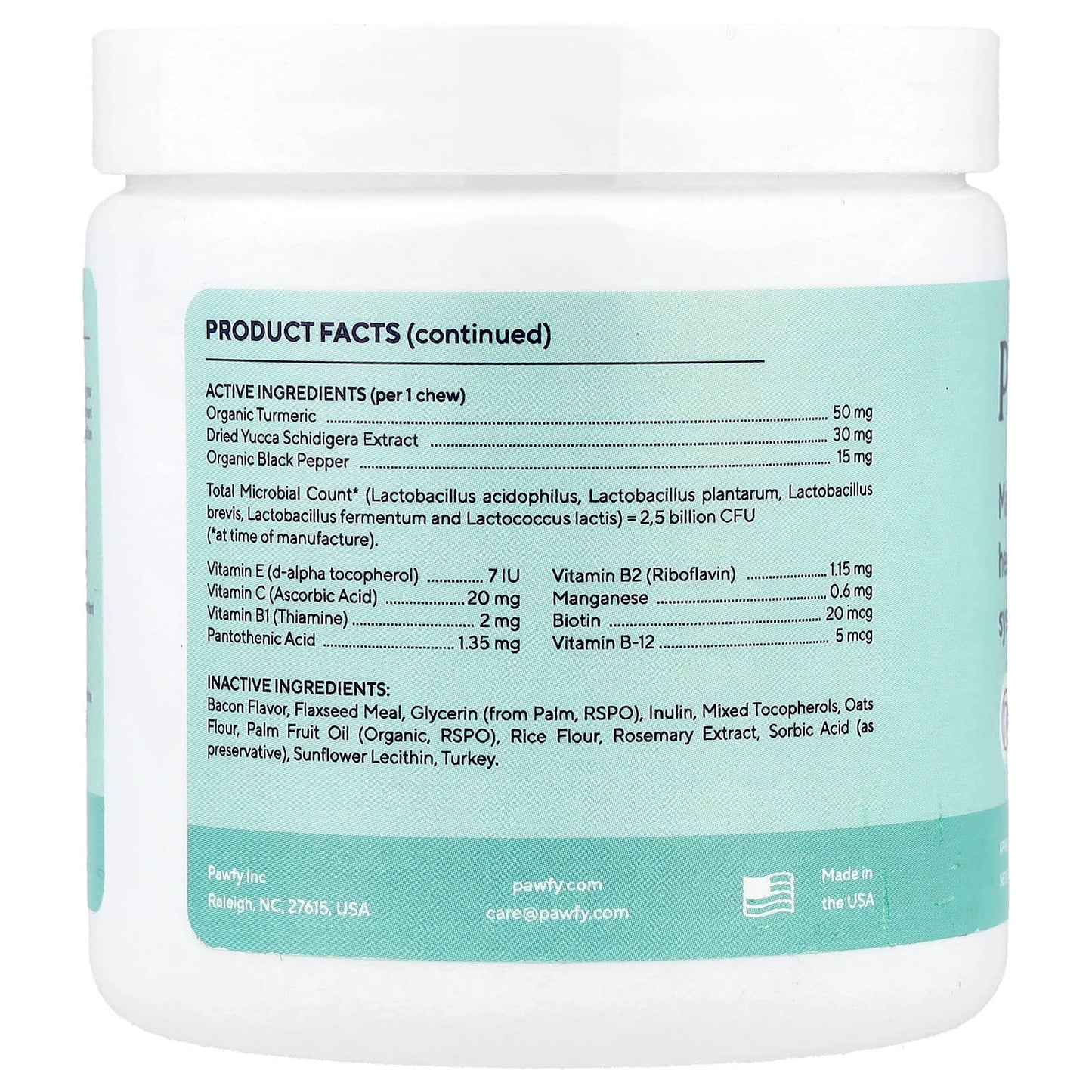 Pawfy, Probiotic, For Dogs, 6 Months+, Turkey & Bacon, 30 Chews, 4 oz (113 g) - Image 2