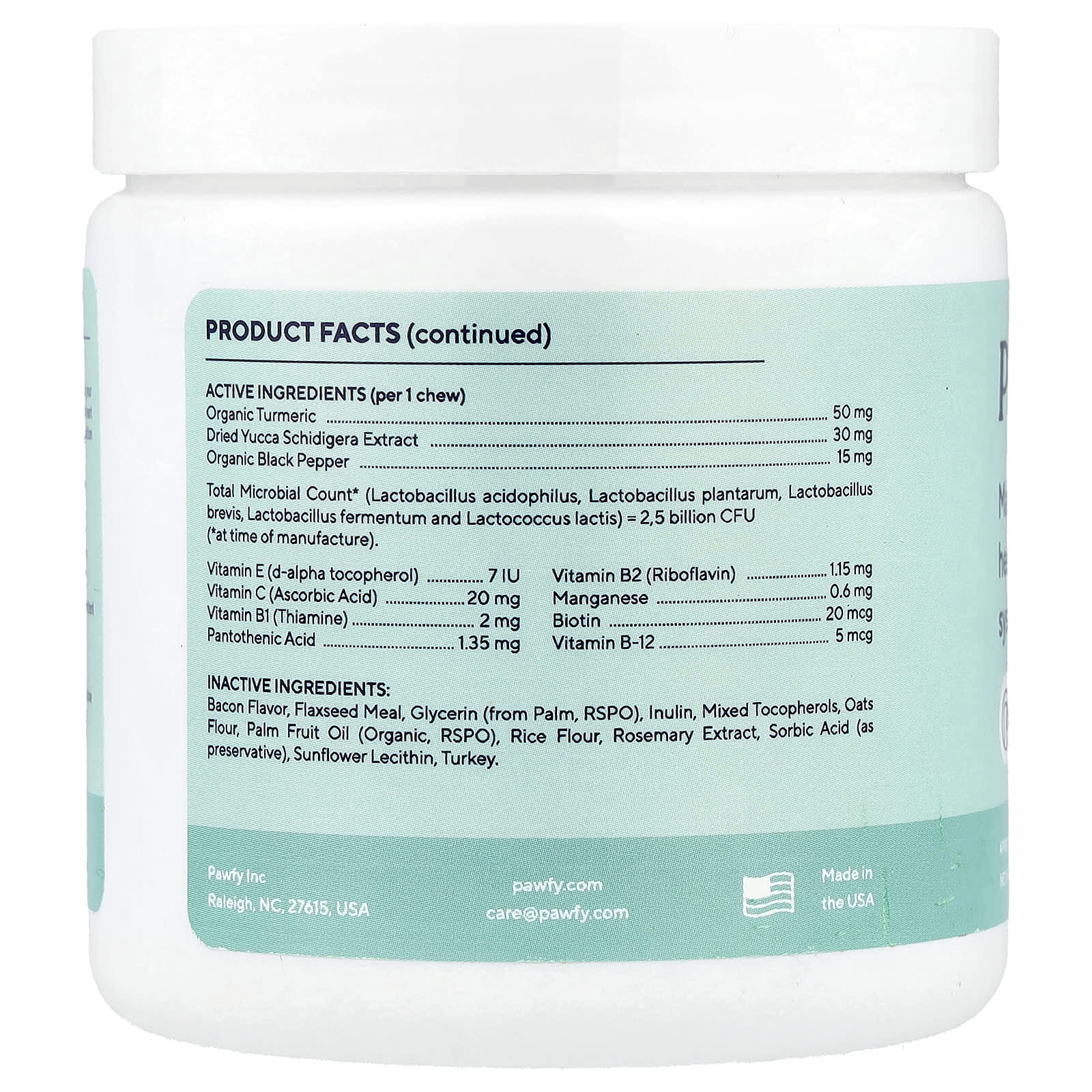Pawfy, Probiotic, For Dogs, 6 Months+, Turkey & Bacon, 30 Chews, 4 oz (113 g) - Image 2