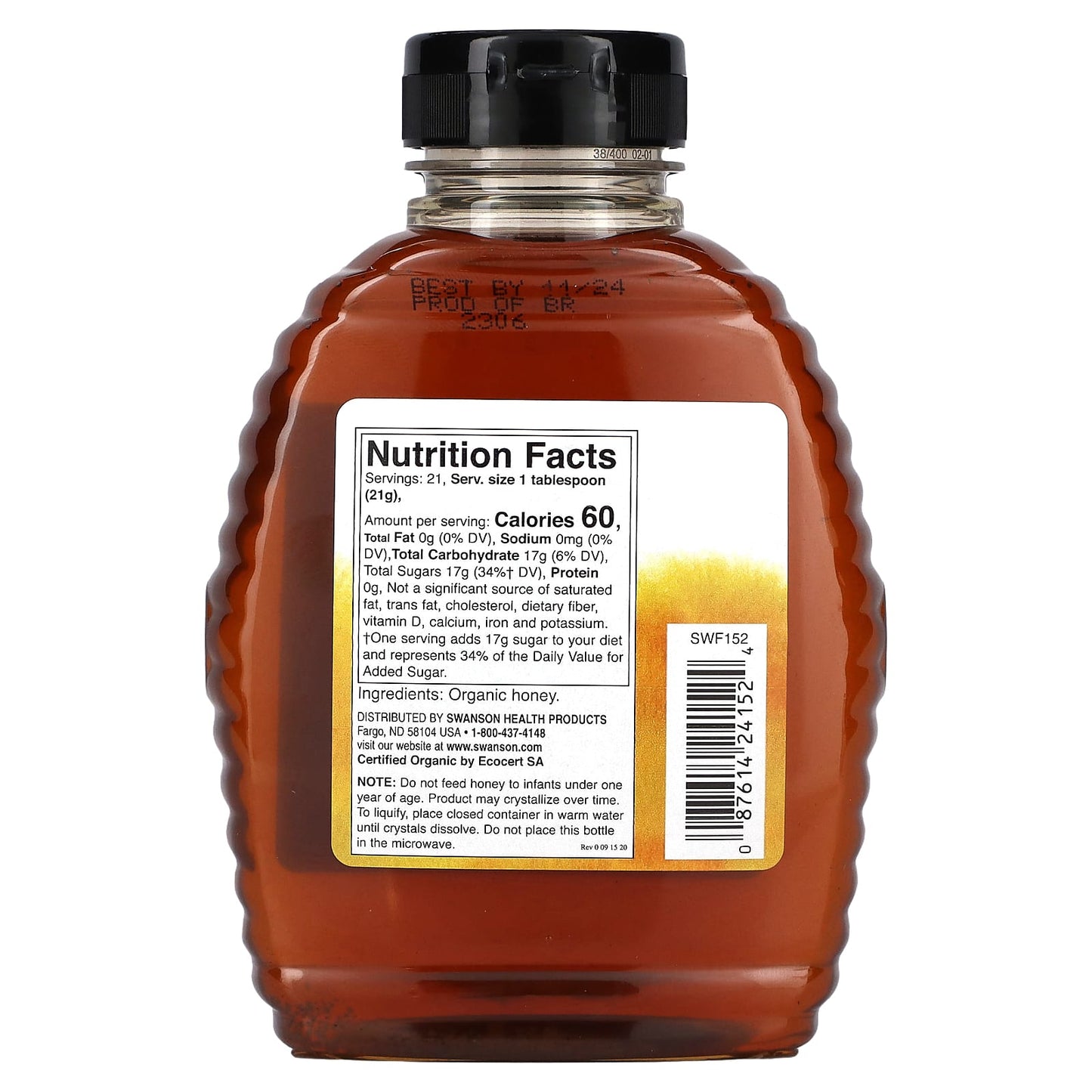 Swanson, Certified Organic Wildflower Honey, 16 oz (454 g) - Image 2