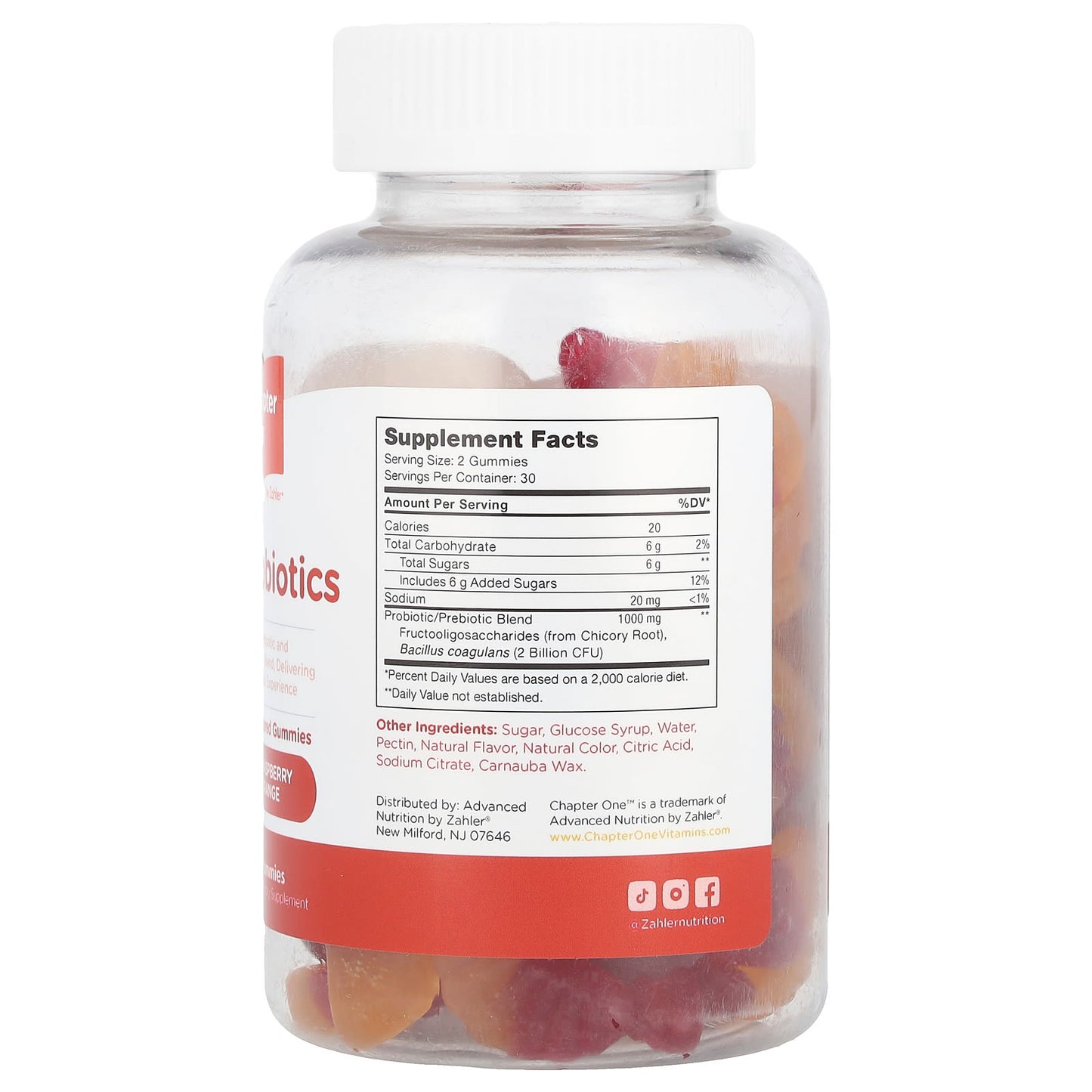 Raspberry Orange Probiotic Gummies with Prebiotic - 500mg per Gummy - Image 2