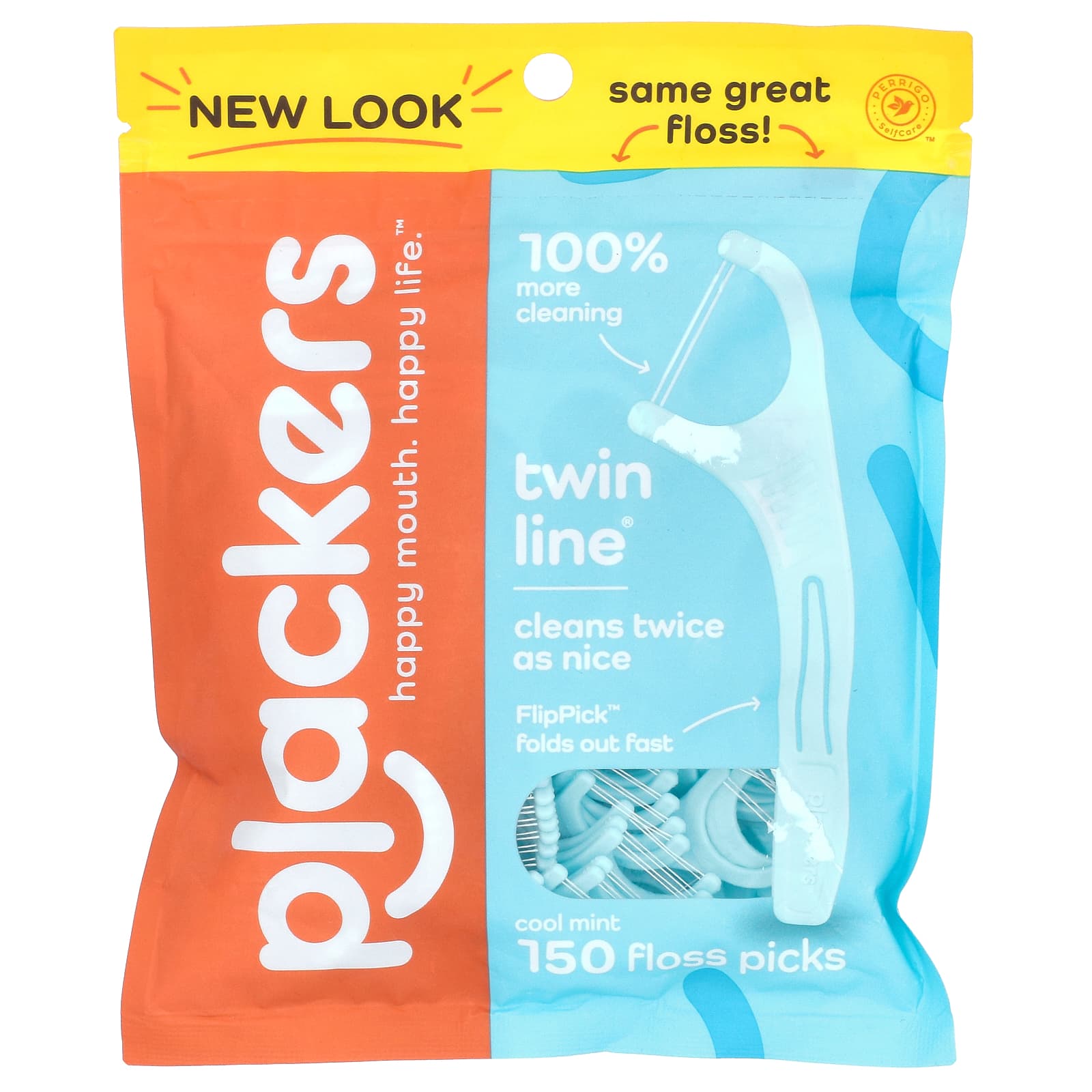 Plackers, Twin-Line, Floss Picks, Cool Mint, 150 Count - Image 1