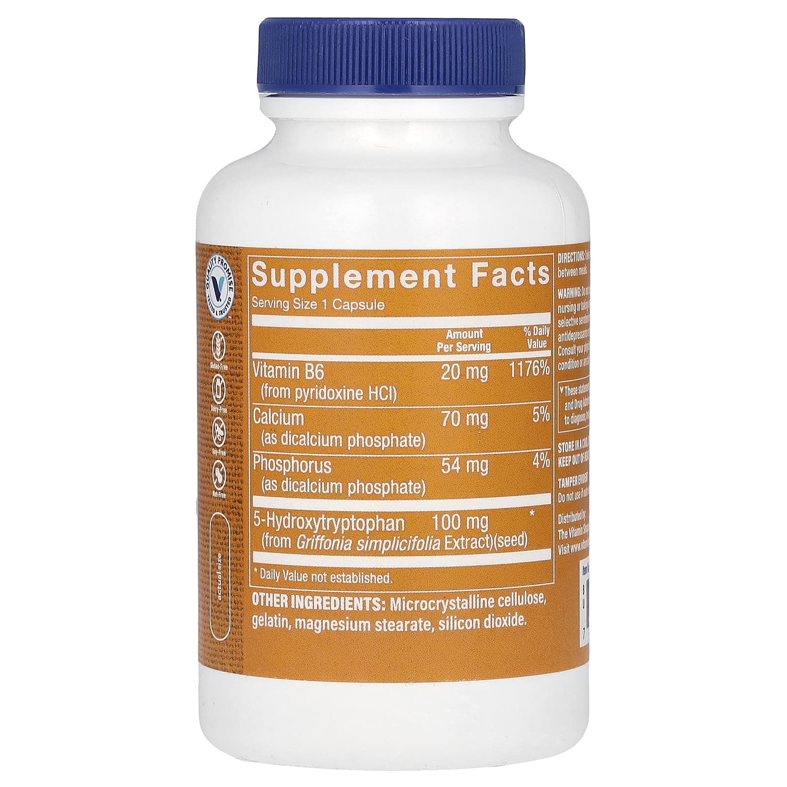 The Vitamin Shoppe, 5-HTP With Vitamin B6, 120 Capsules