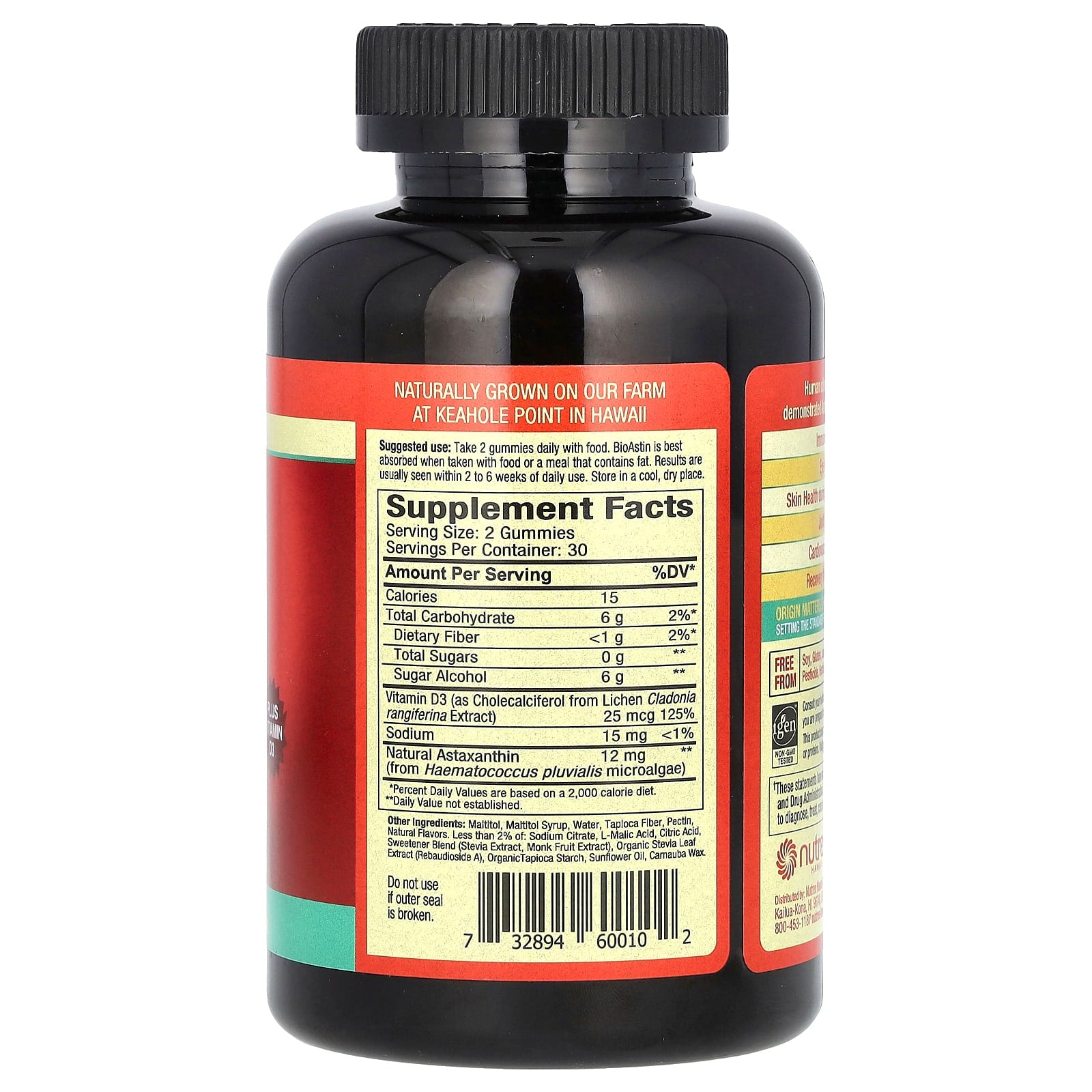 Nutrex Hawaii, BioAstin, Hawaiian Astaxanthin Gummies, Citrus, 60 Gummies - Image 2