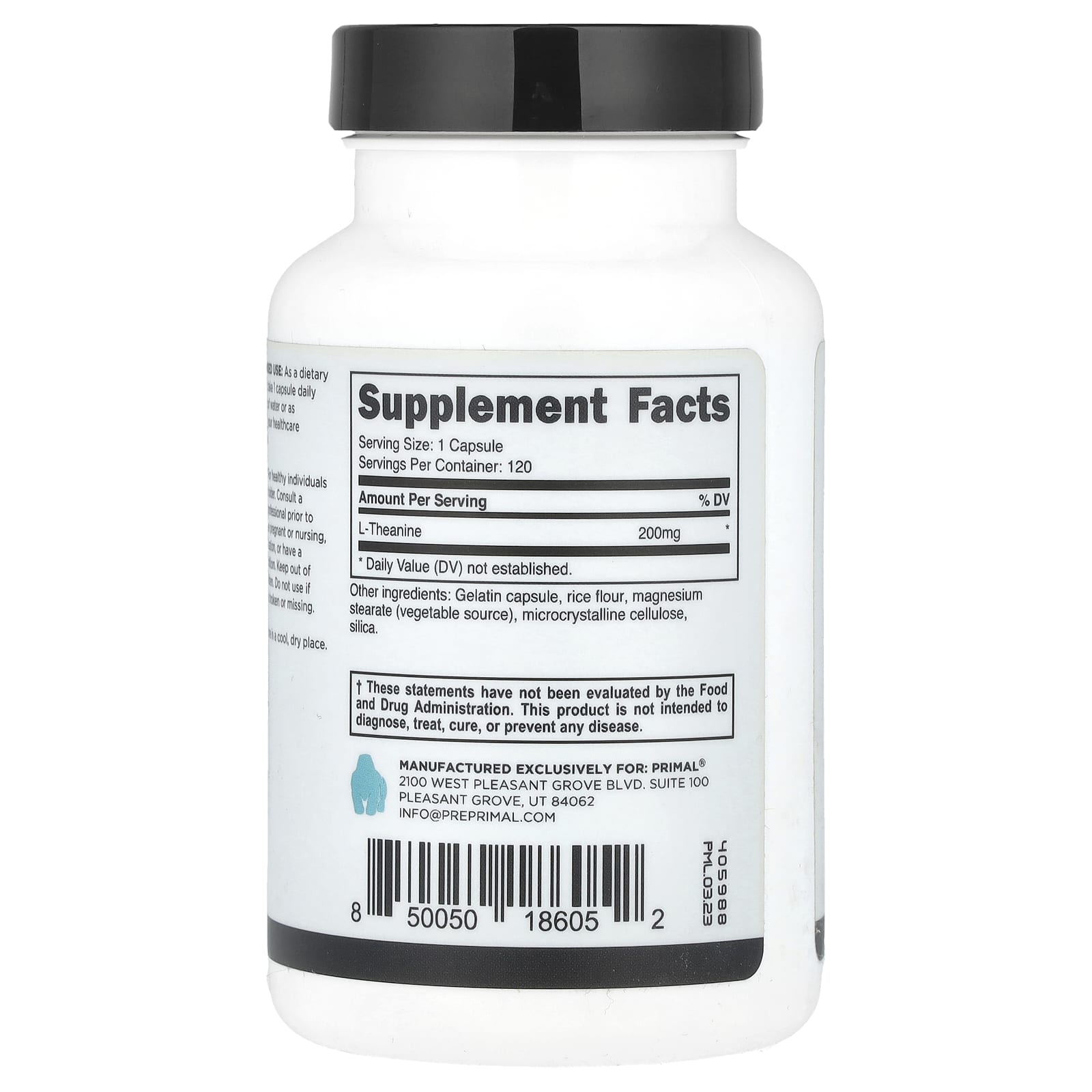 PrePrimal, L-Theanine, 200 mg, 120 Capsules - Image 2