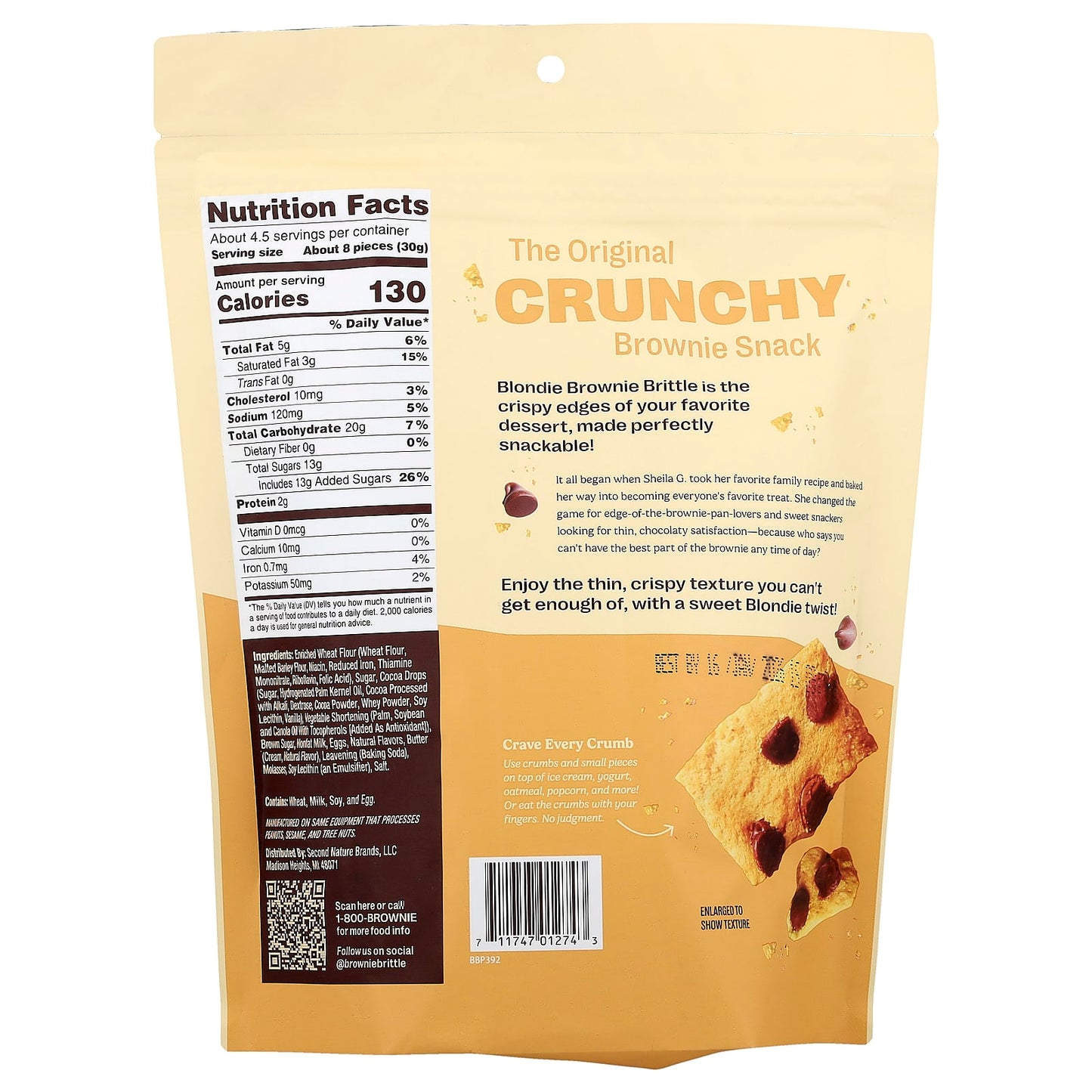 Sheila G's, Brownie Brittle® Blondies, Chocolate Chip, 5 oz (142 g) - Image 2