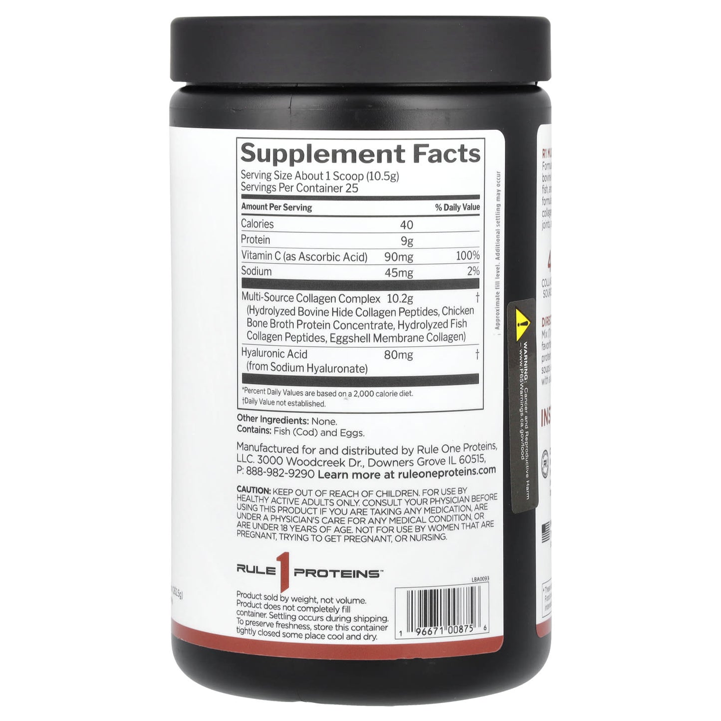 Rule One Proteins, Multi-Source Collagen + Vitamin C and Hyaluronic Acid, Unflavored, 9.26 oz (262.5 g) - Image 2