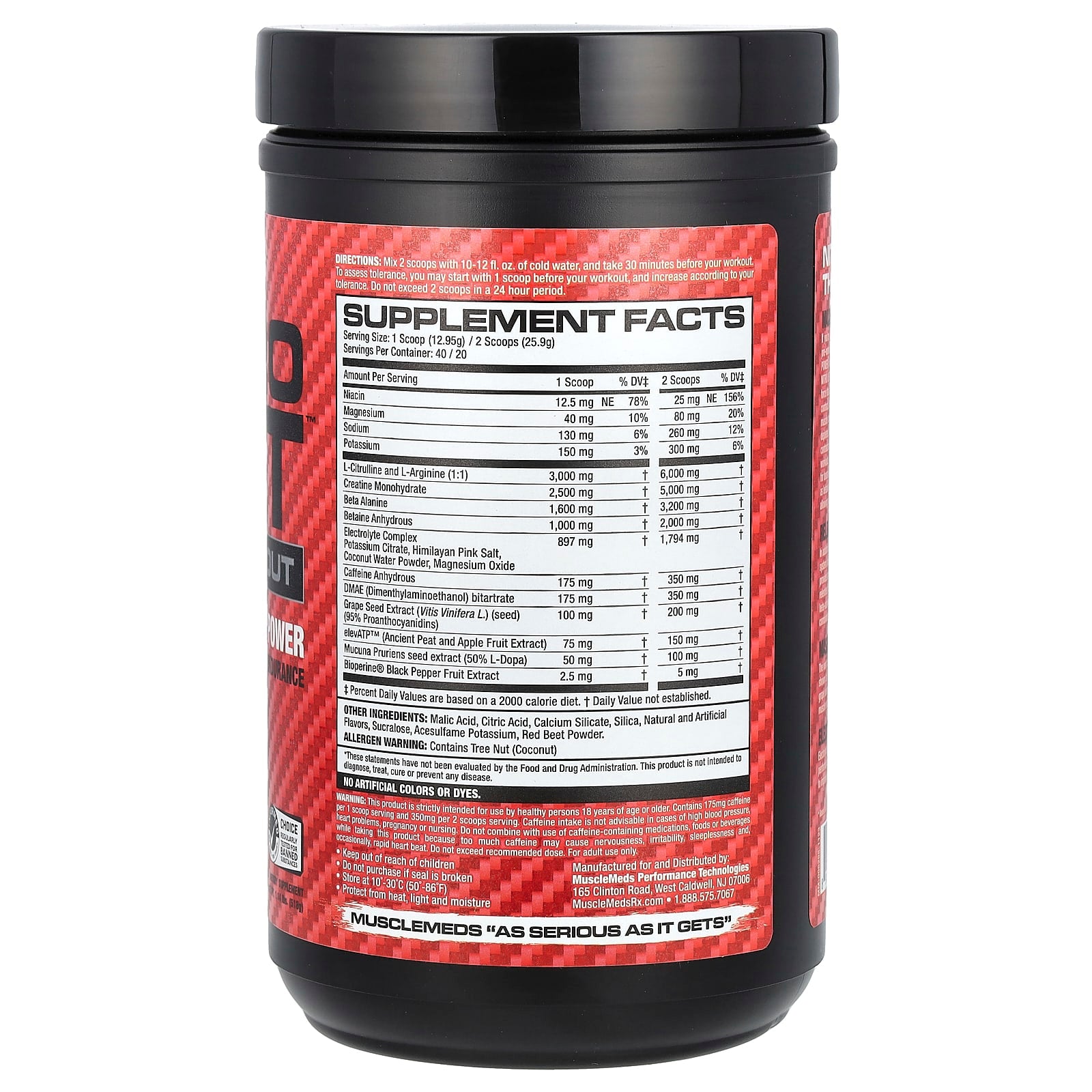 MuscleMeds, Nitro Lift™ Pre-Workout, Cherry Lime, 1.14 lbs (518 g) - Image 2