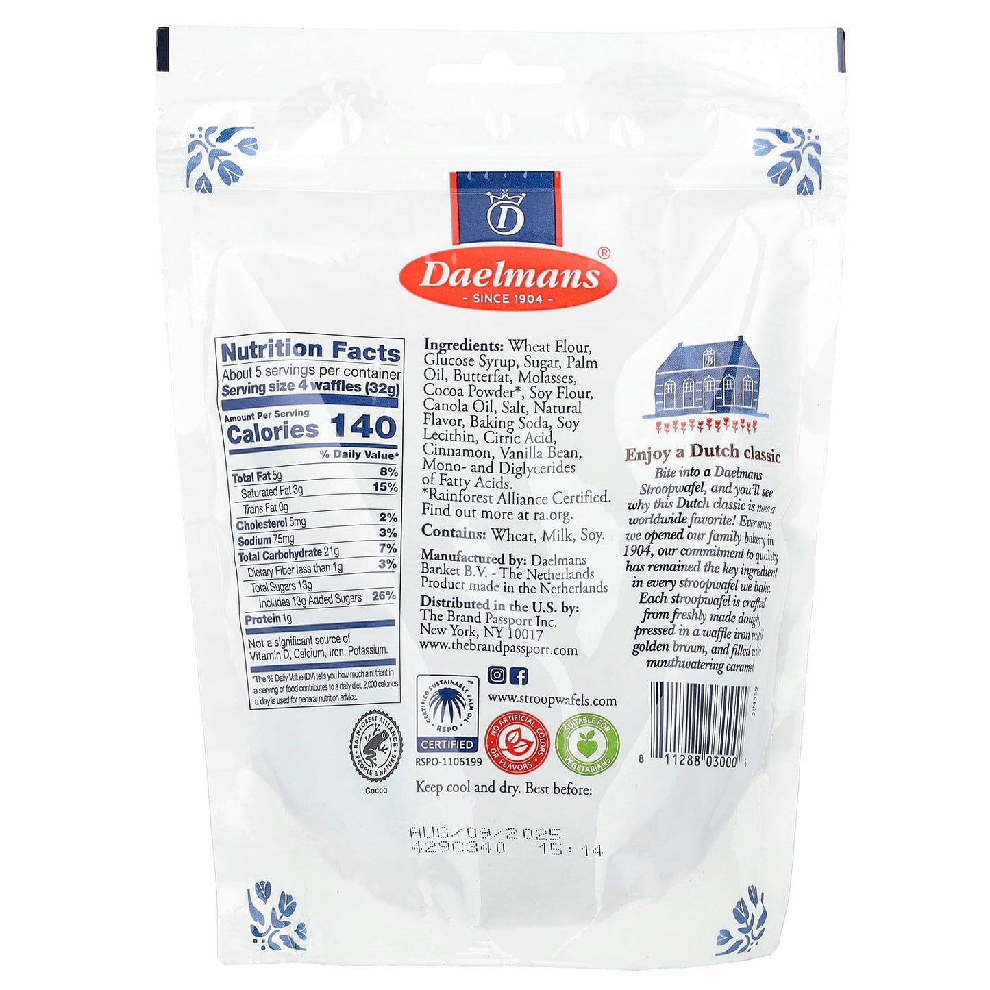 Dutch Chocolate Stroopwafels Minis by Daelmans, 5.29 oz (150g) - Kosher & Rainforest Alliance - Image 2