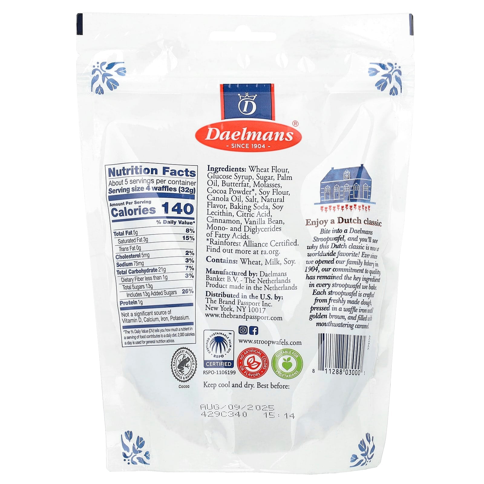 Dutch Chocolate Stroopwafels Minis by Daelmans, 5.29 oz (150g) - Kosher & Rainforest Alliance - Image 2
