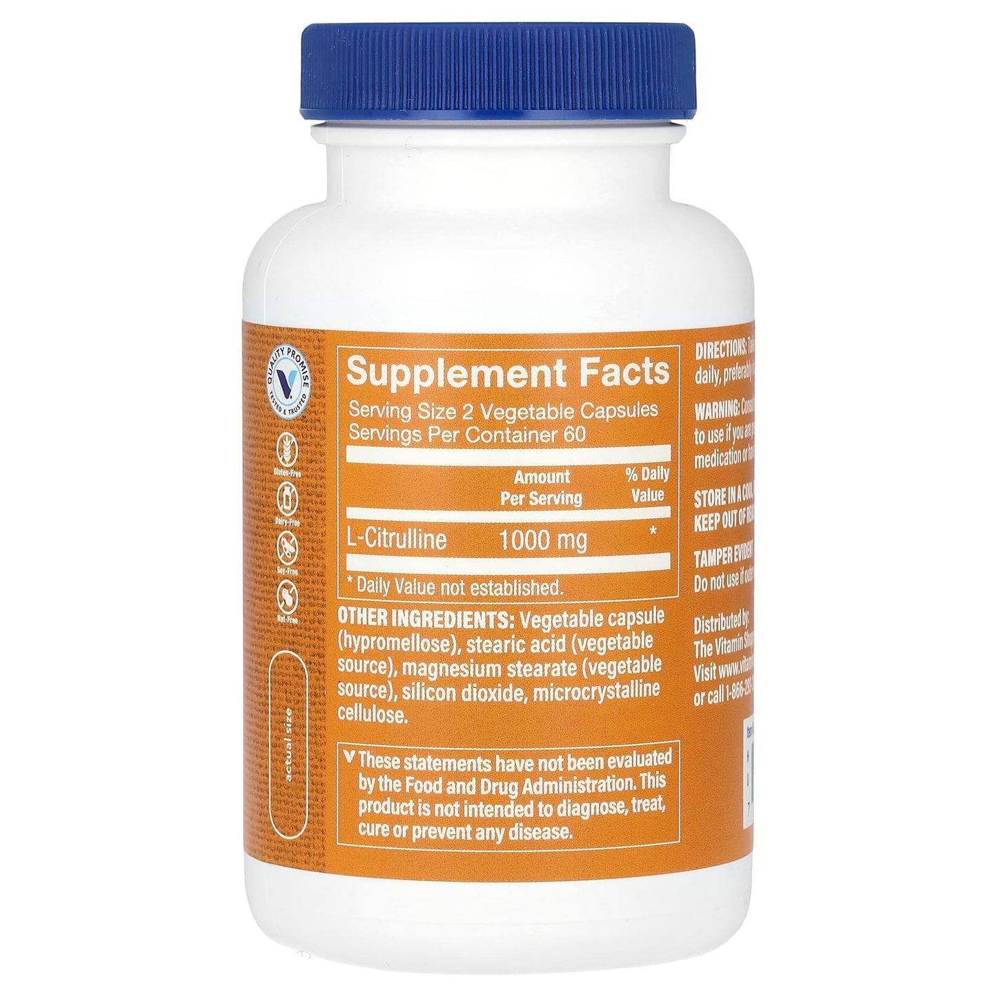 The Vitamin Shoppe, L-Citrulline, 120 Vegetable Capsules (500 mg per Capsule) - Image 2