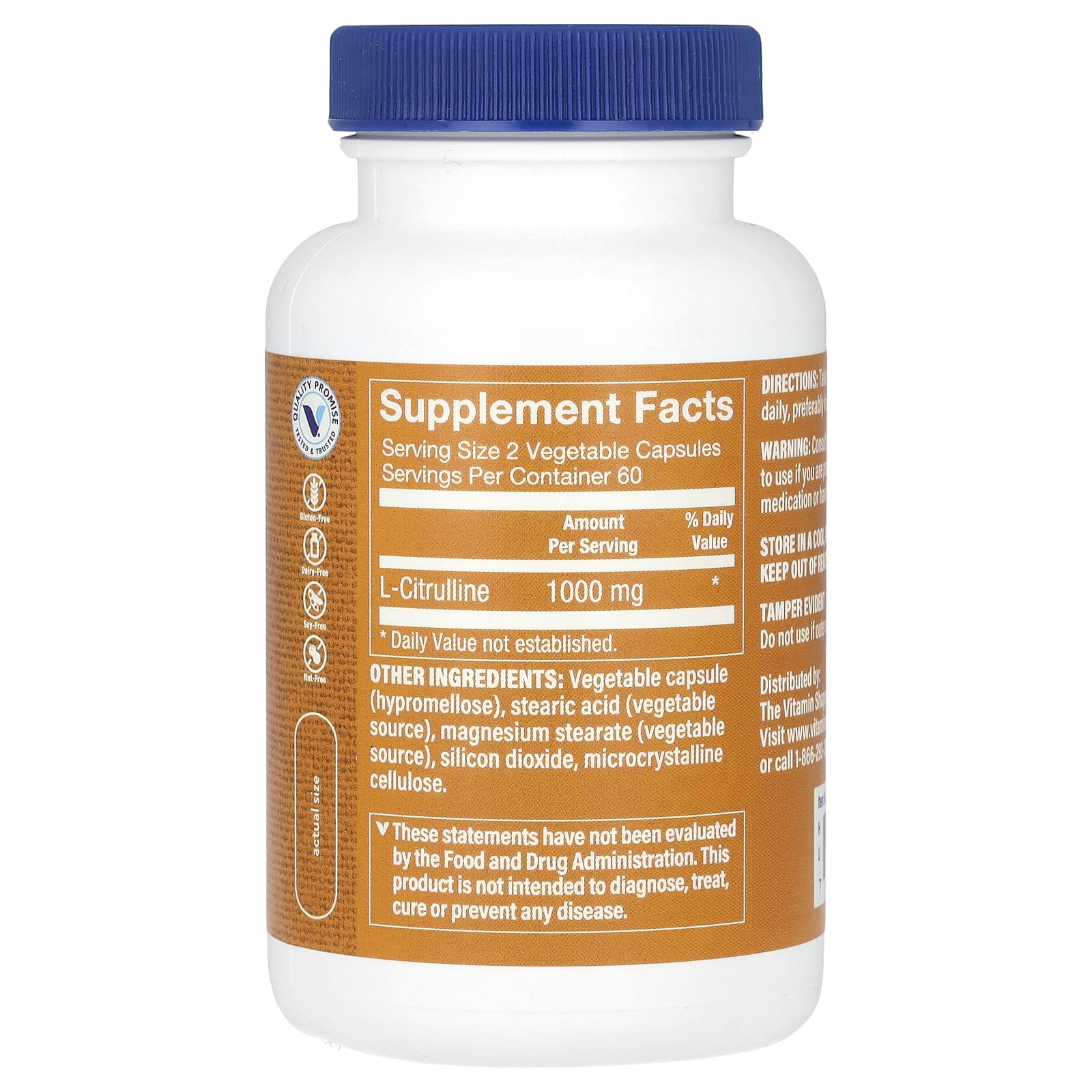 The Vitamin Shoppe, L-Citrulline, 120 Vegetable Capsules (500 mg per Capsule) - Image 2