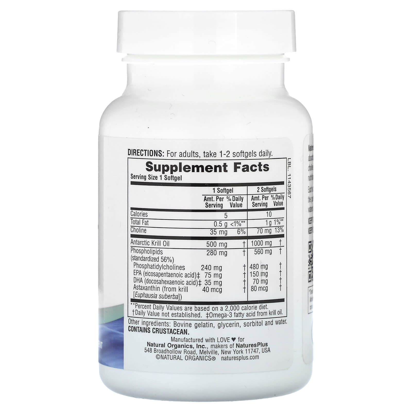 NaturesPlus, Antarctic Krill Oil, 500 mg, 60 Softgels - Image 2