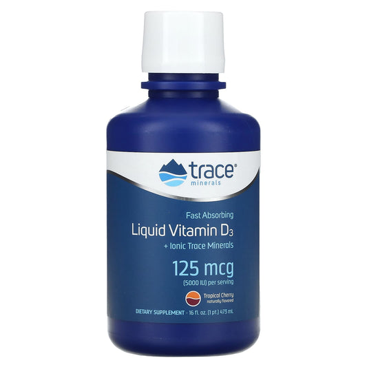 Trace, Liquid Vitamin D3, Tropical Cherry, 125 mcg (5000 IU), 16 fl oz (473 ml) - Image 1