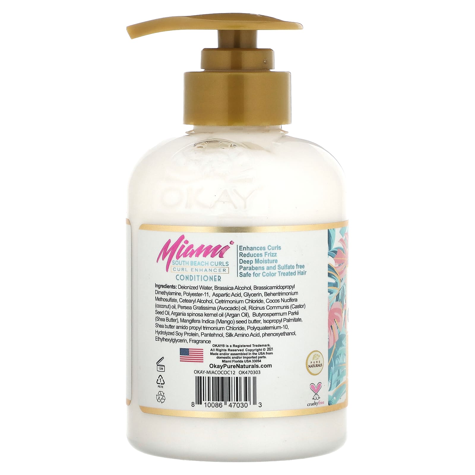 Okay Pure Naturals, Miami South Beach Curls, Coconut Curl Enhancer Conditioner, 12 oz (354.8 ml) - Image 2