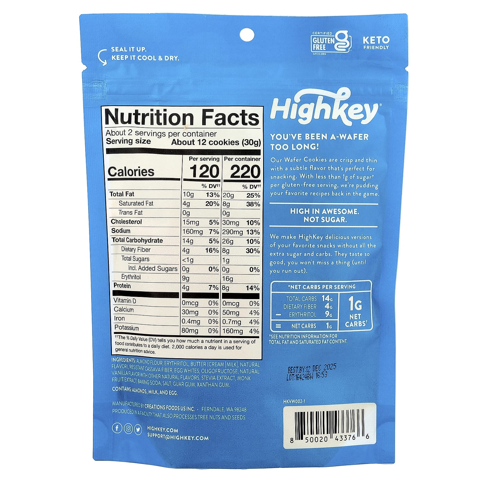 HighKey Vanilla Wafers, Low Carb, Gluten Free, Keto Friendly - Image 2