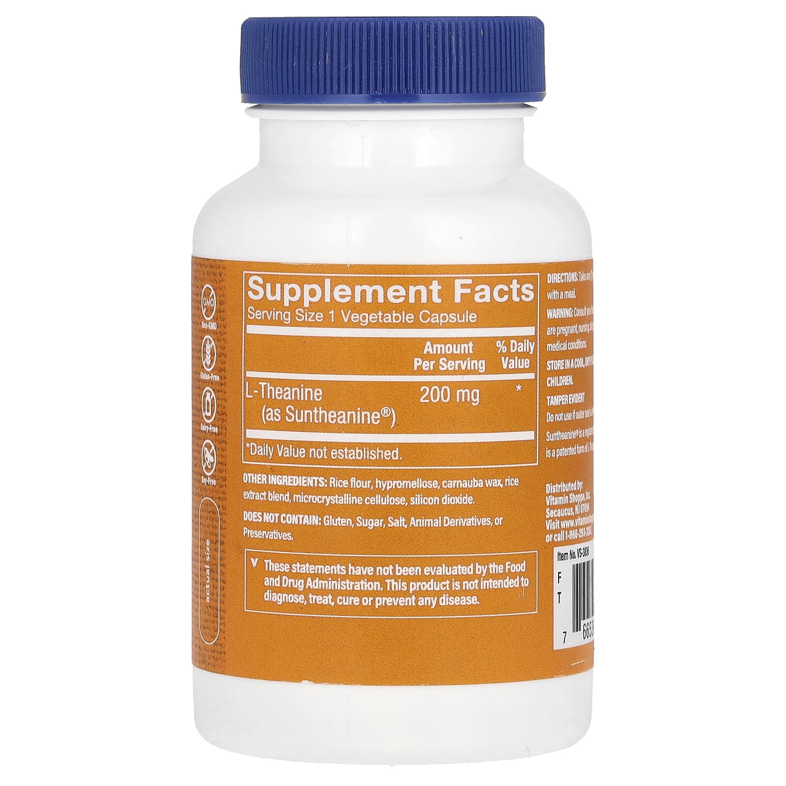 The Vitamin Shoppe, L-Theanine , 200 mg, 120 Vegetable Capsules - Image 2
