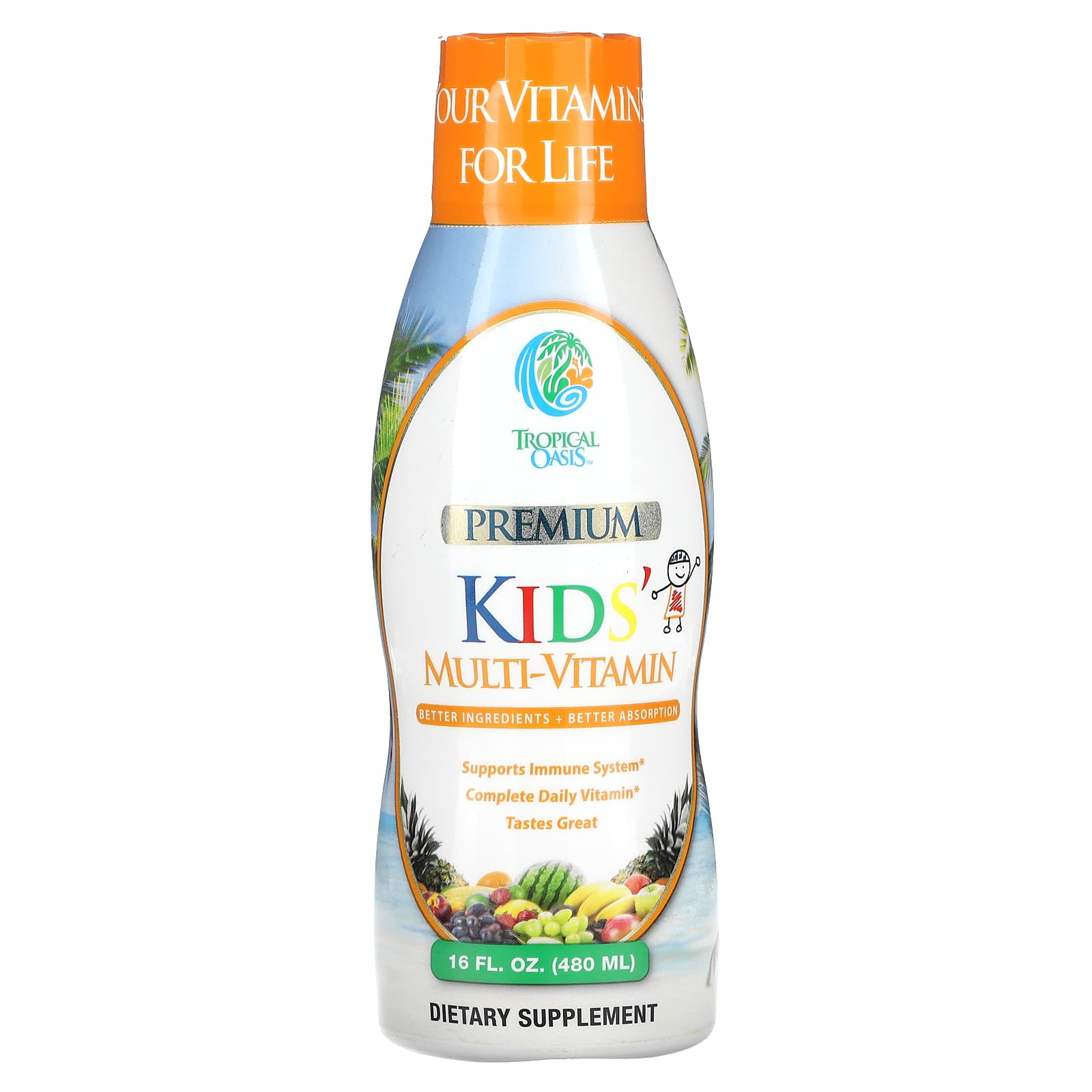 Tropical Oasis, Premium Kids' Multi-Vitamin, 16 fl oz (480 ml) - Image 1