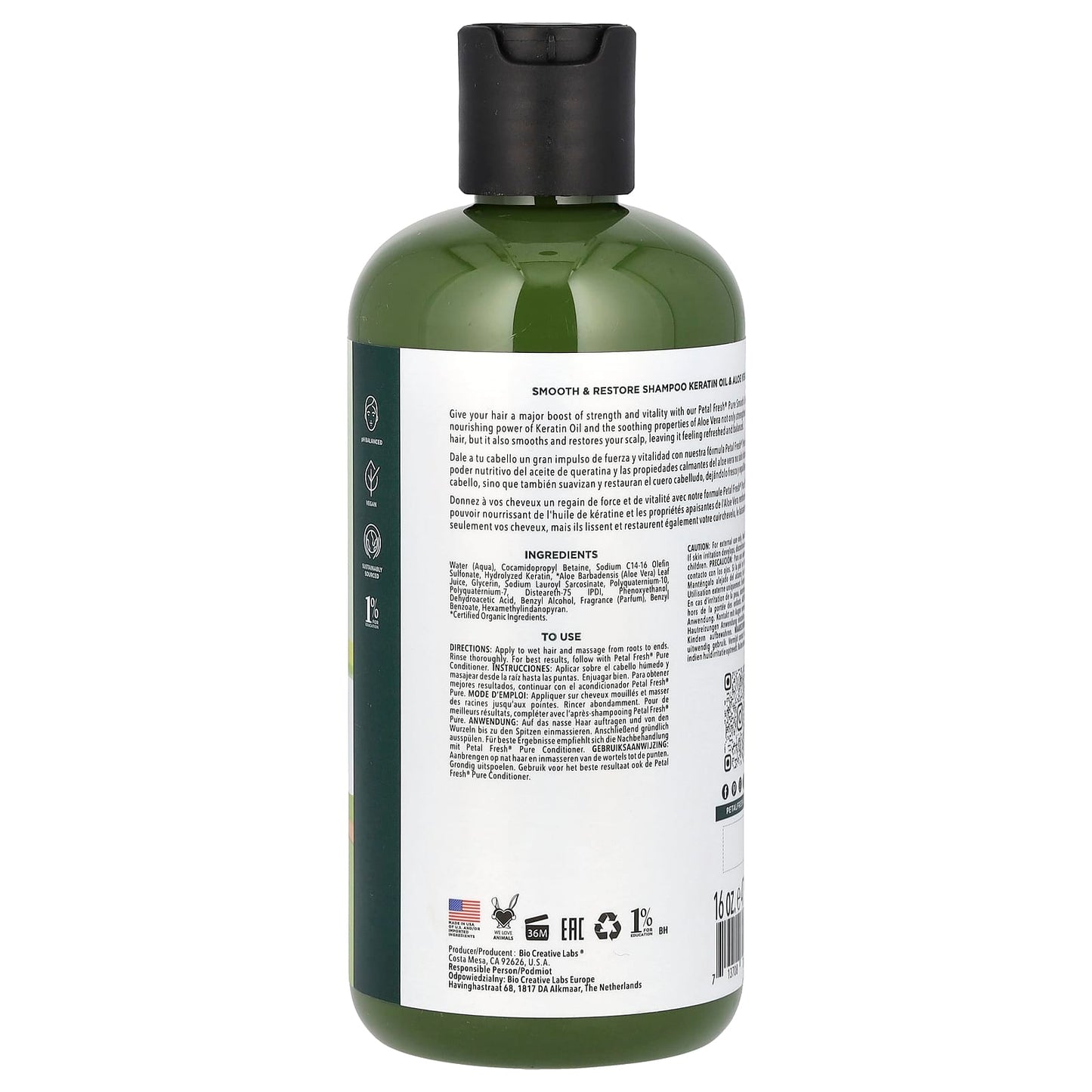 Petal Fresh, Pure, Smooth & Restore Shampoo, Keratin Oil & Aloe Vera, 16 fl oz (475 ml) - Image 2