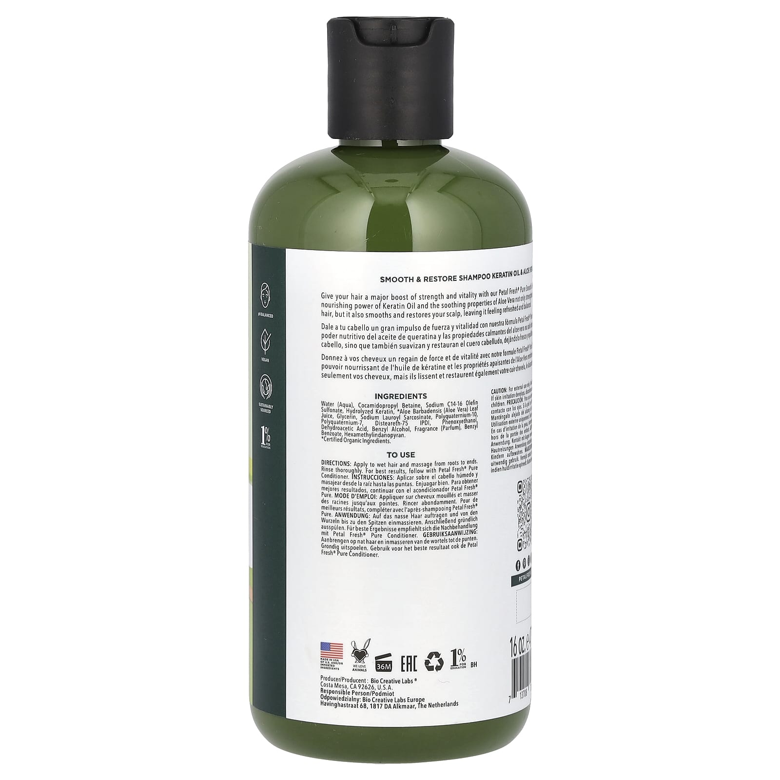 Petal Fresh, Pure, Smooth & Restore Shampoo, Keratin Oil & Aloe Vera, 16 fl oz (475 ml) - Image 2